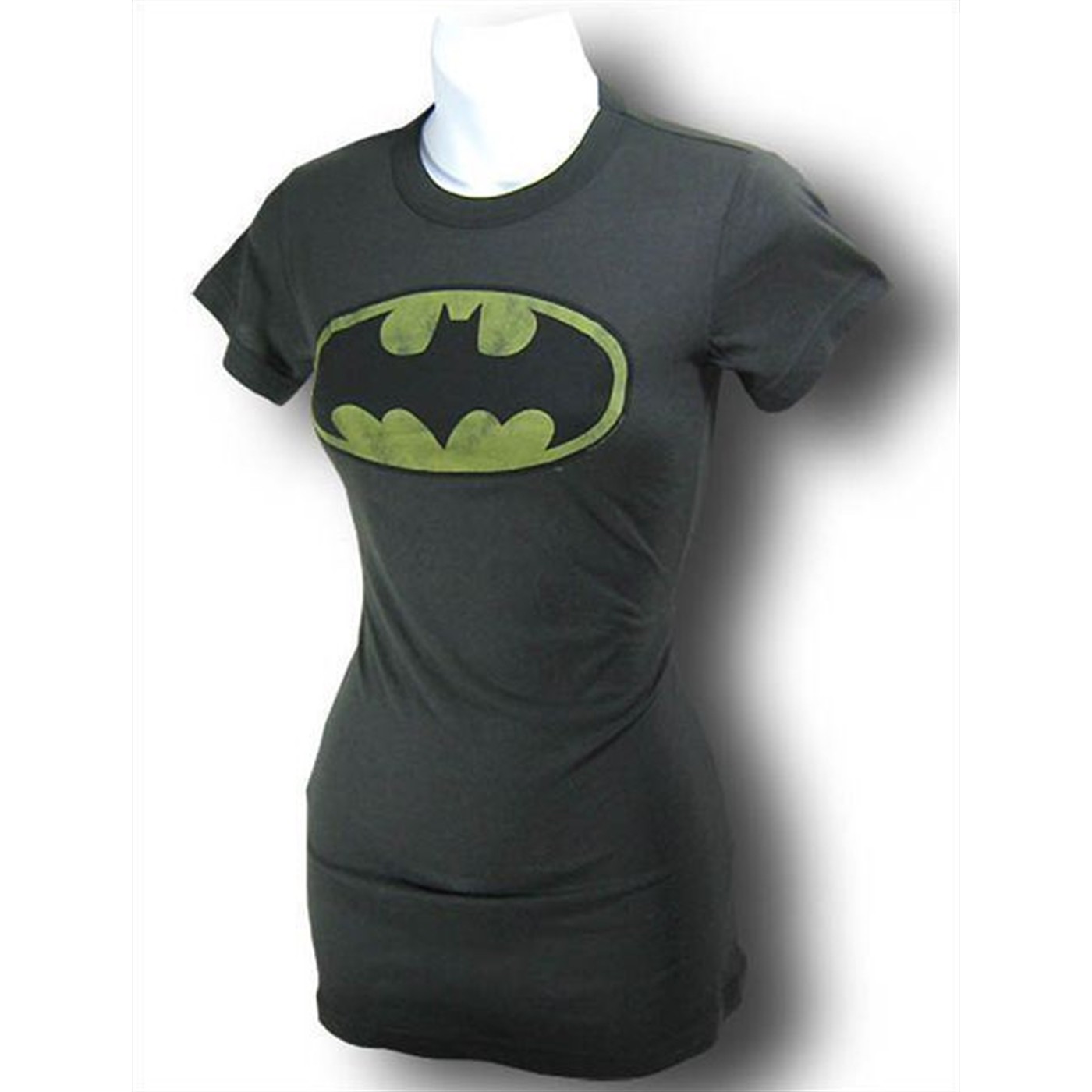 Batgirl Logo Juniors Black Wash T-Shirt