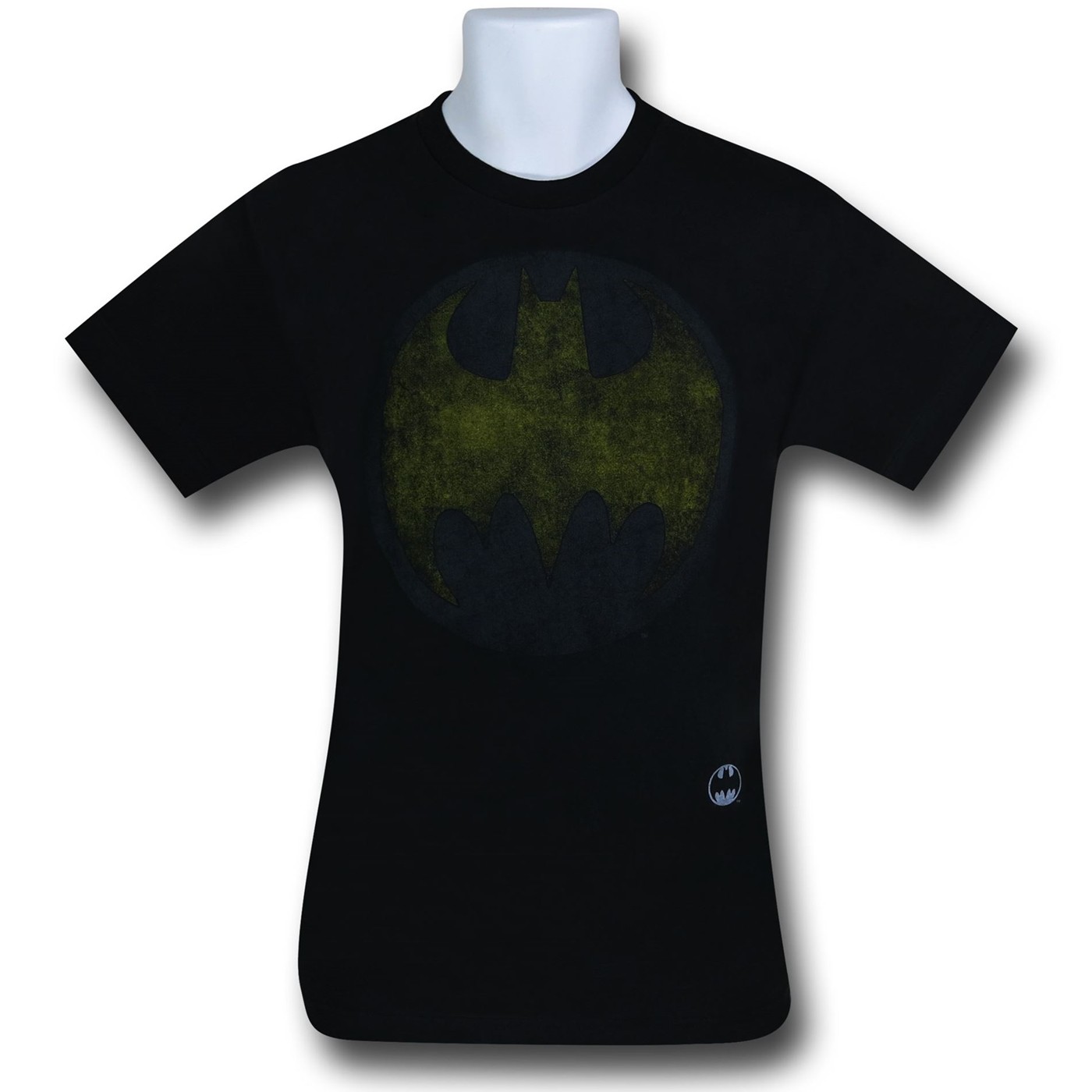 Batman Gold Distressed Washed Symbol T-Shirt, Black