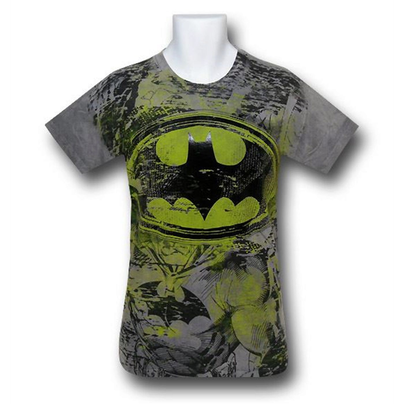 Batman Symbol Granite Wash 30 Single T-Shirt, Grey