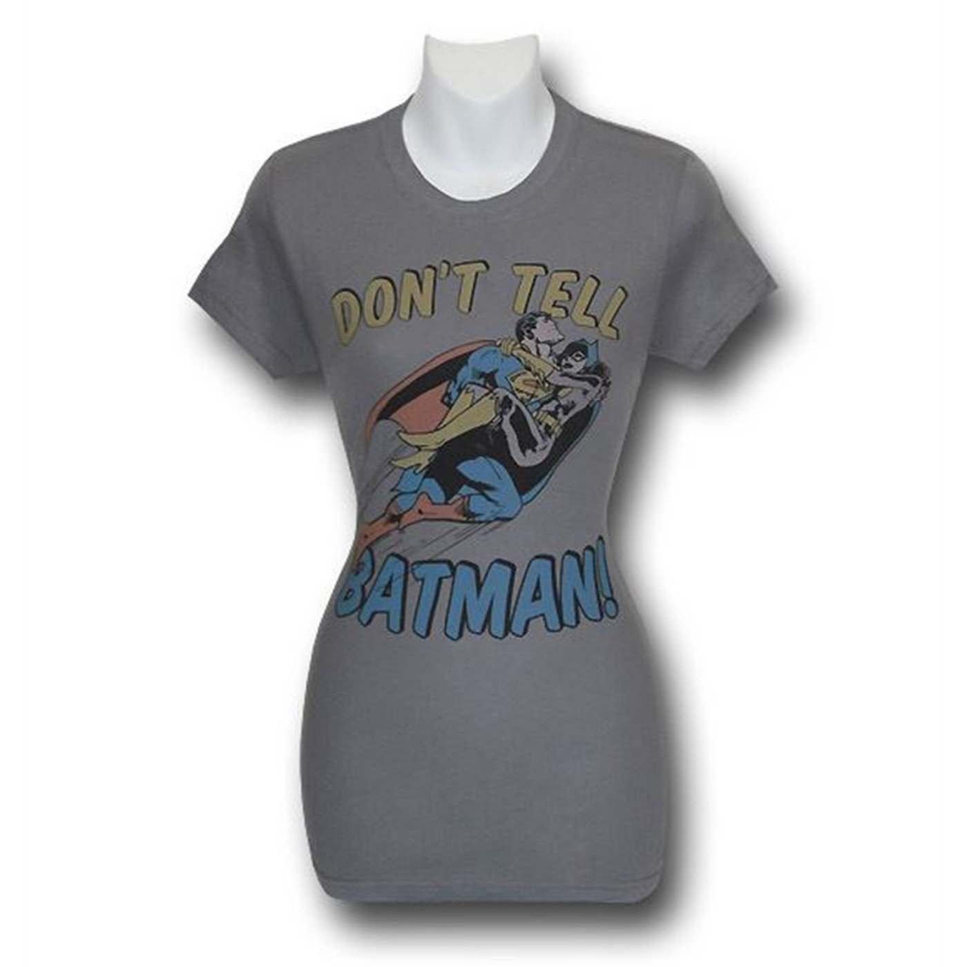 Batgirl Don't Tell Juniors Junkfood T-Shirt, Grey
