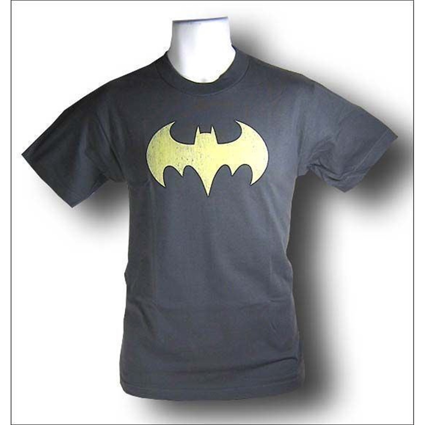 Batgirl Mens Distressed Symbol Gray T-Shirt, Grey