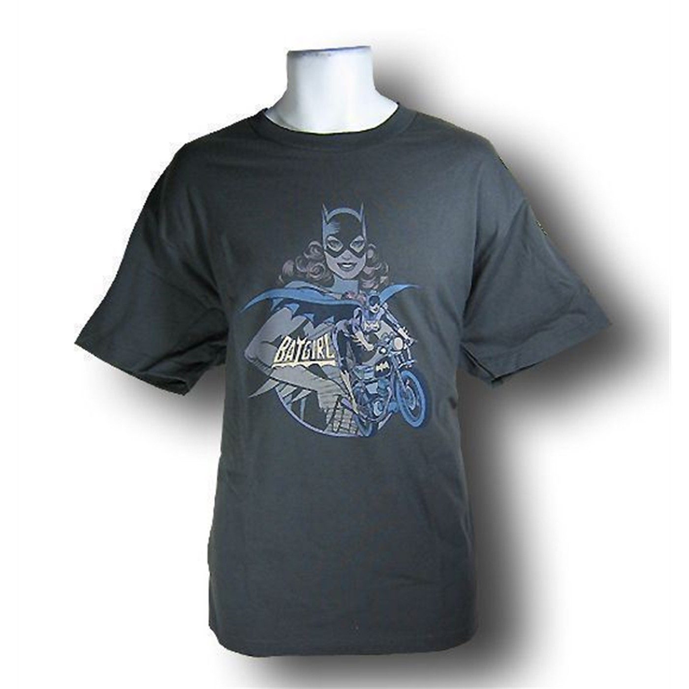 Batgirl Mens Biker and Image T-Shirt, Grey