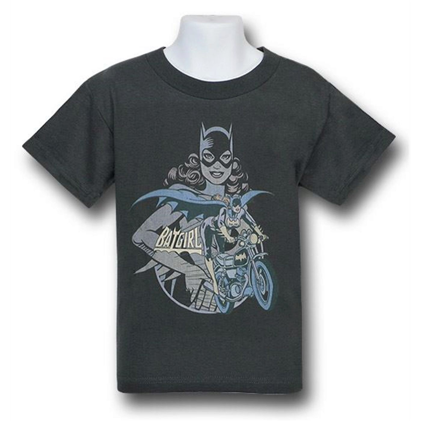 Batgirl Wheely Biker Kids T-Shirt, Grey