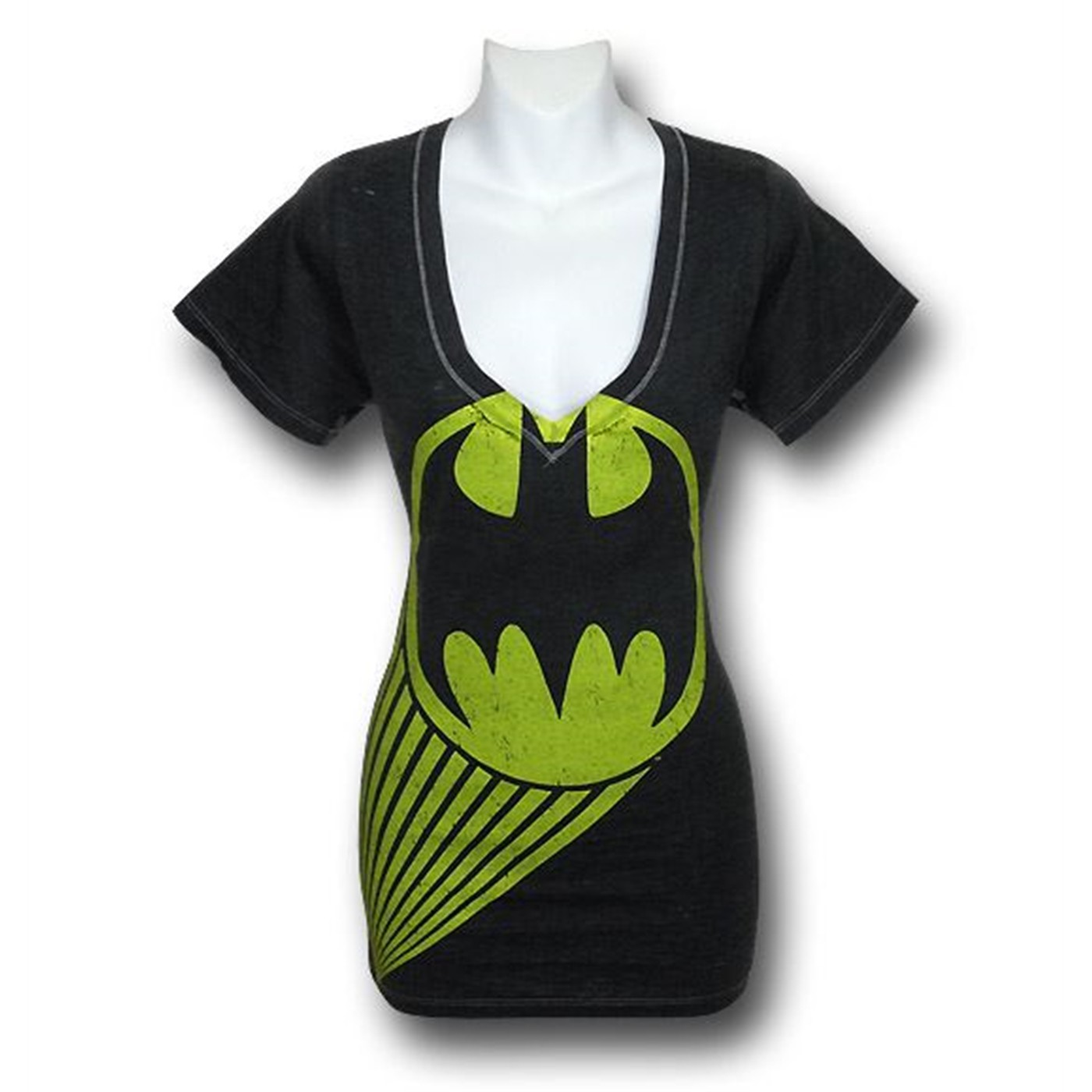 Batgirl Womens Trunk Spotlight V-Neck T-Shirt, Black