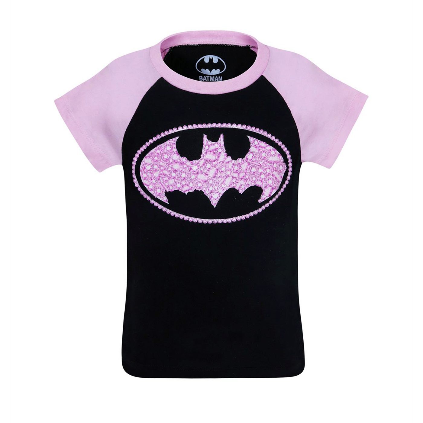Batgirl Kids Sugar Glitter Symbol T-Shirt, Black