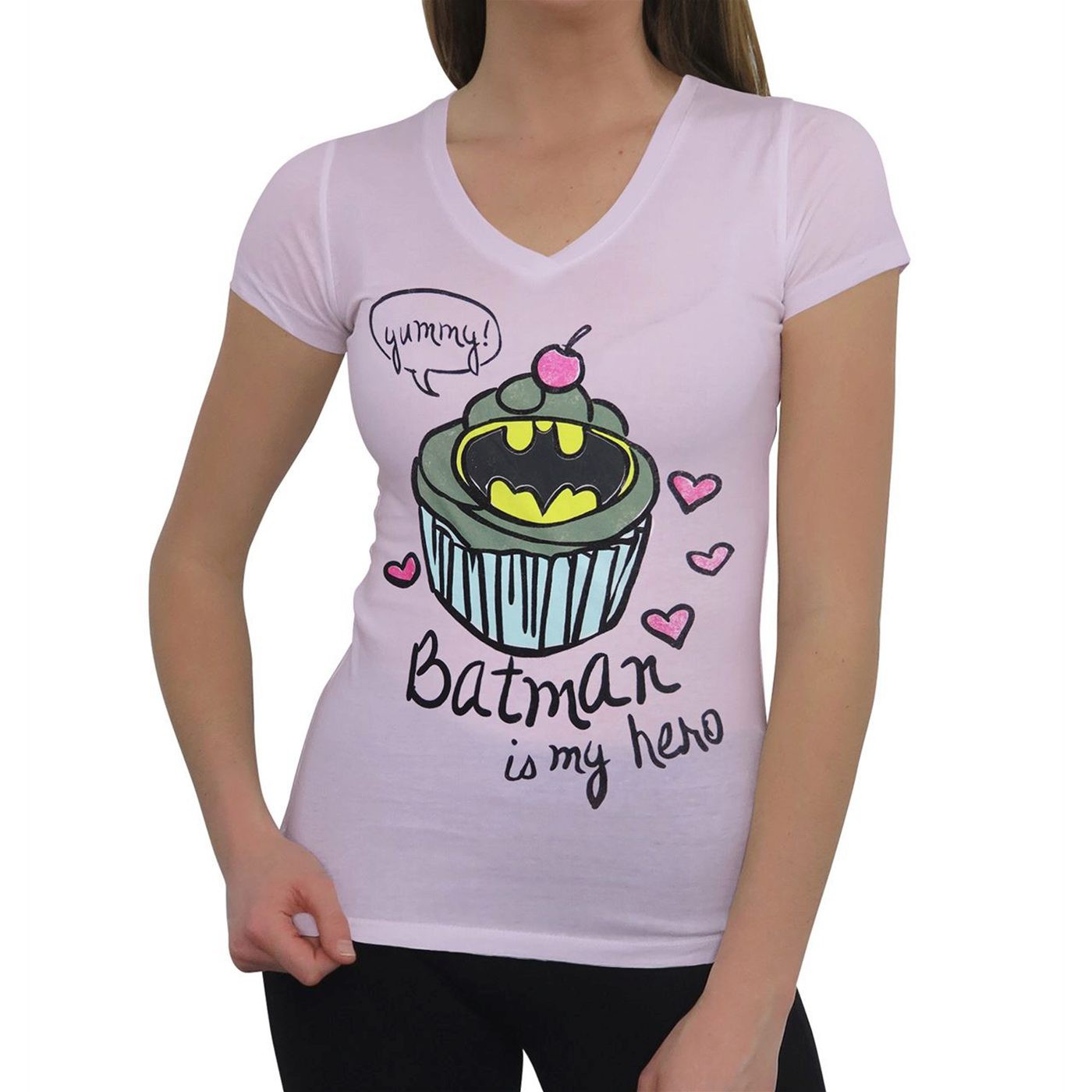 Batman is My Hero Cupcake Women's T-Shirt, Pink