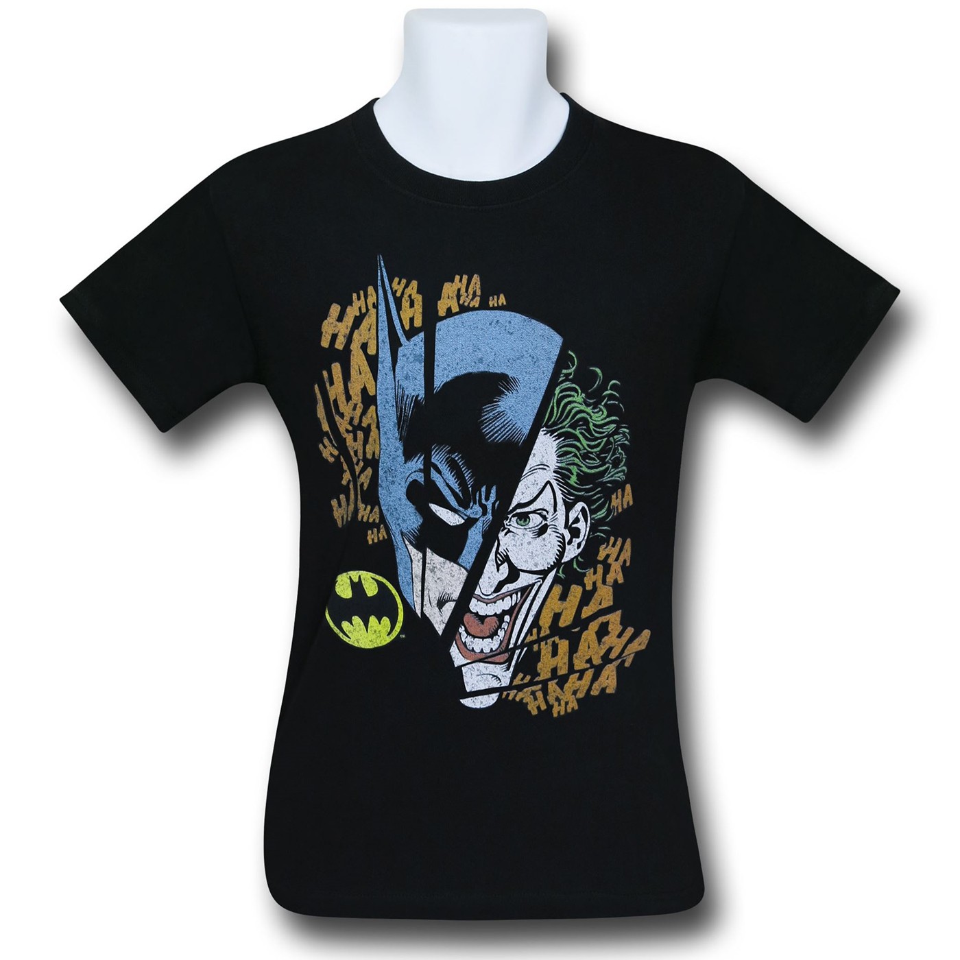 Batman and Joker Broken Visage T-Shirt, Black