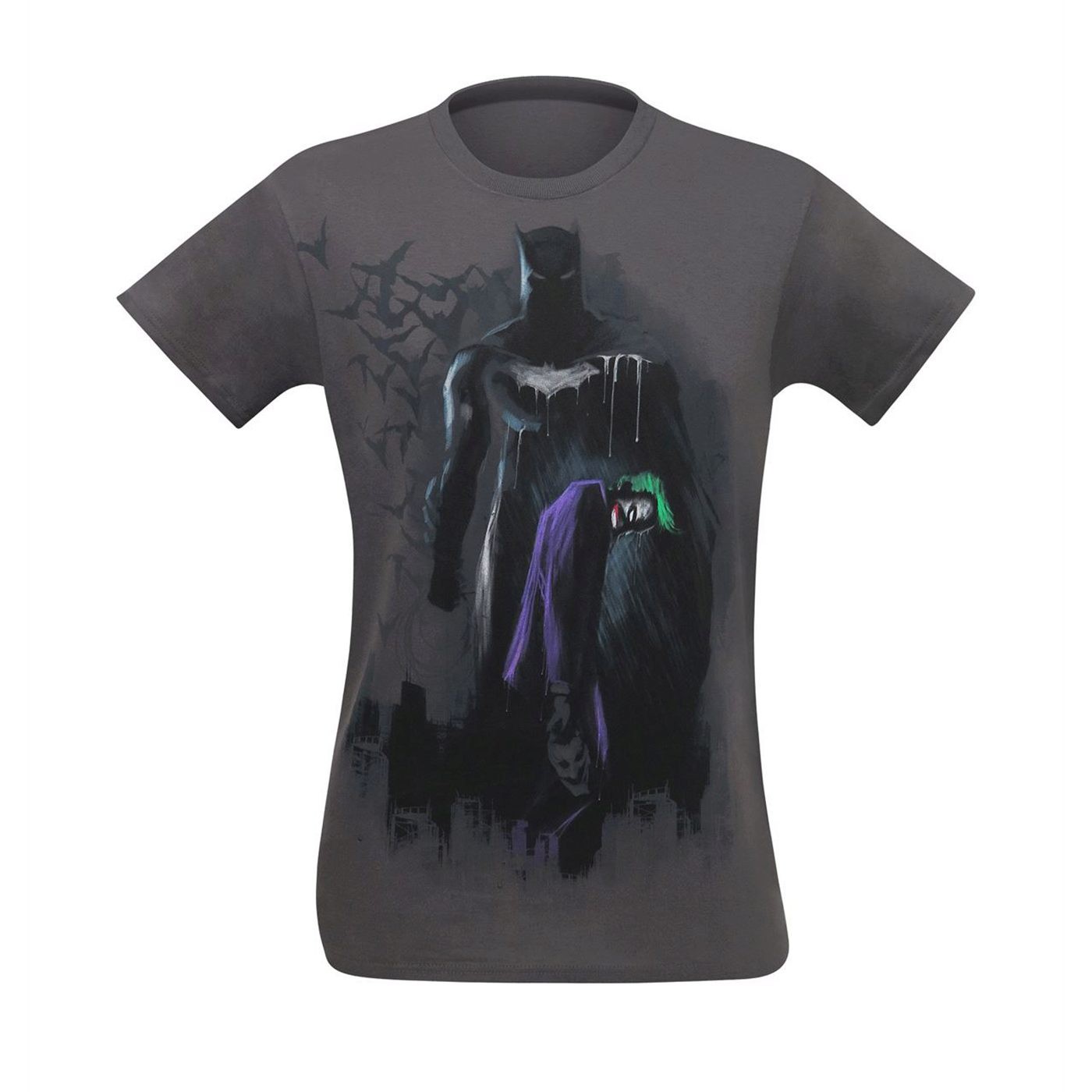 Batman Breaks Joker Graffiti Men's T-Shirt, Grey