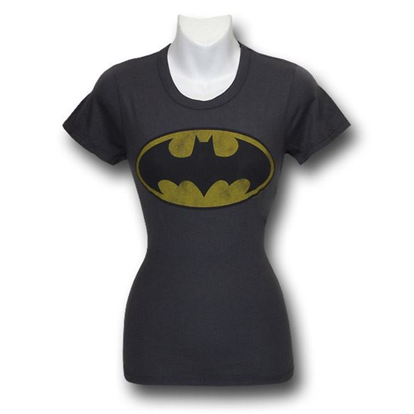 Batman Jrs Distressed Symbol Junk Food T-Shirt, Grey