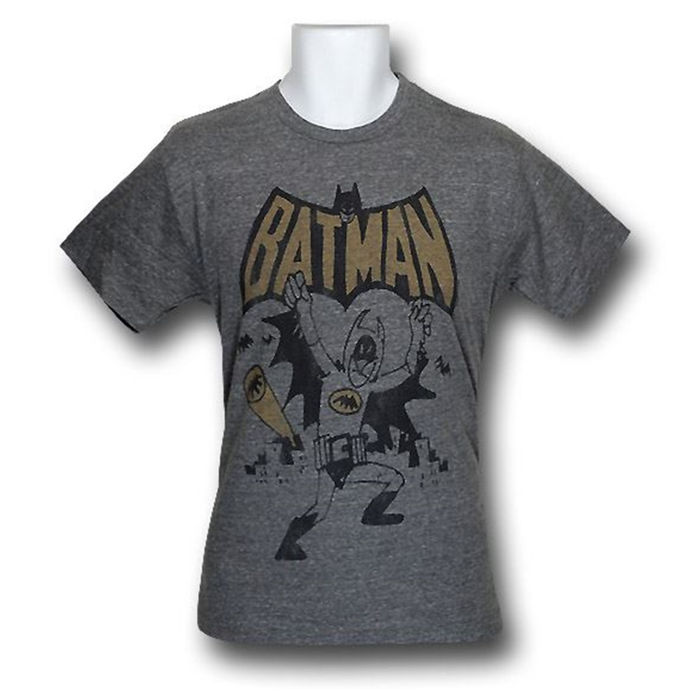 Batman Doesn't Care Junk Food Triblend T-Shirt, Grey