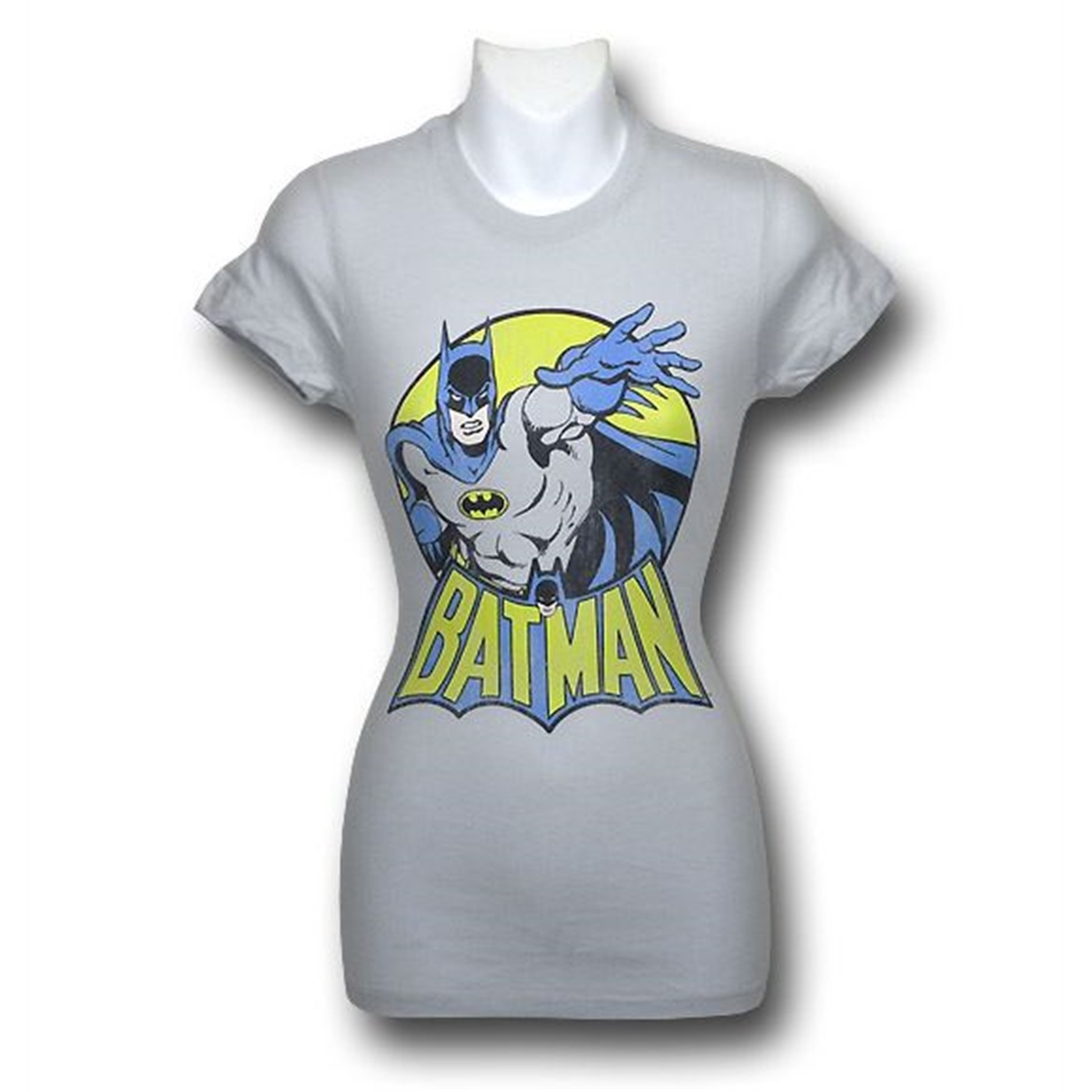 Batman Yellow Circle Women's T-Shirt, Grey