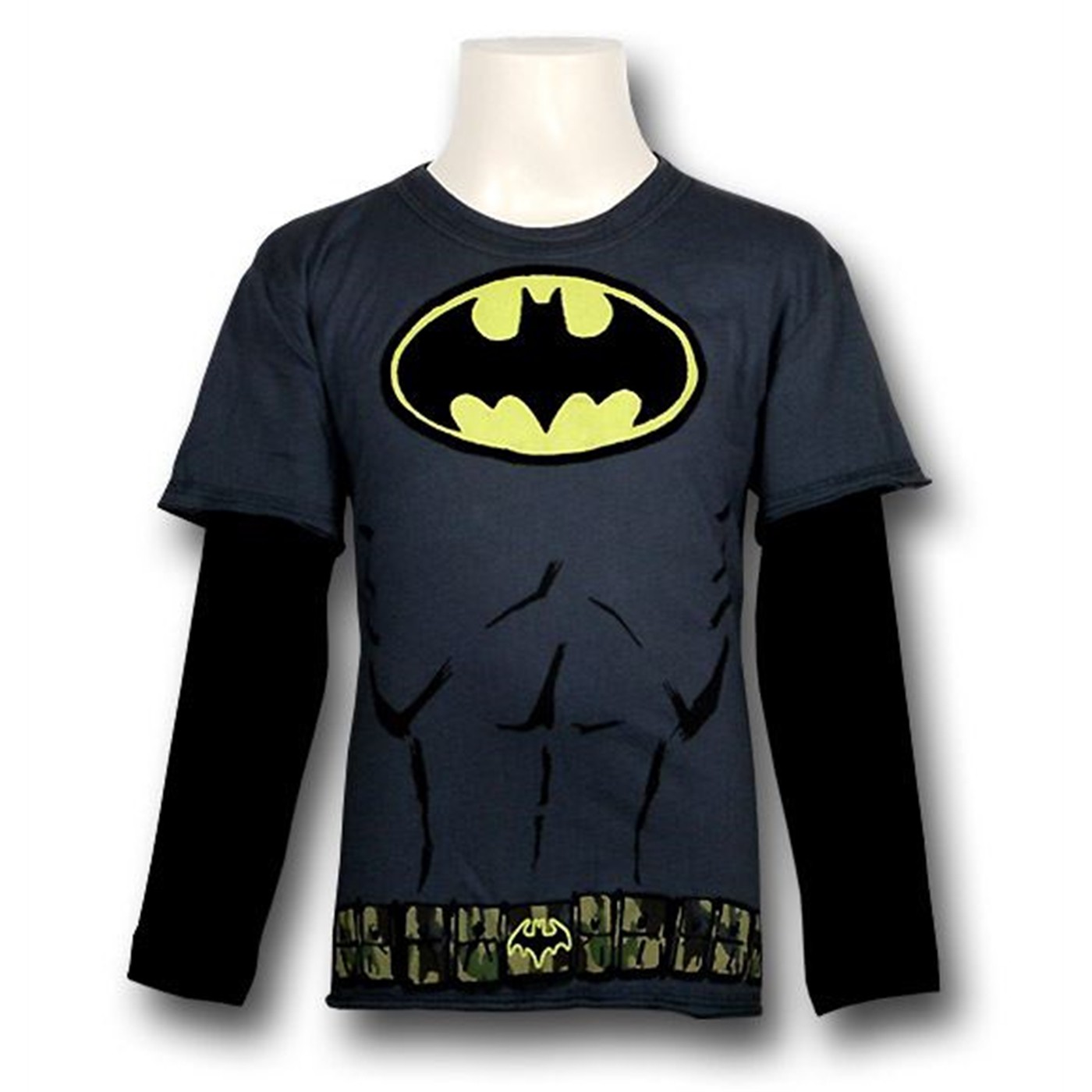 Batman Kids Costume 30s Long Sleeve T-Shirt, Grey