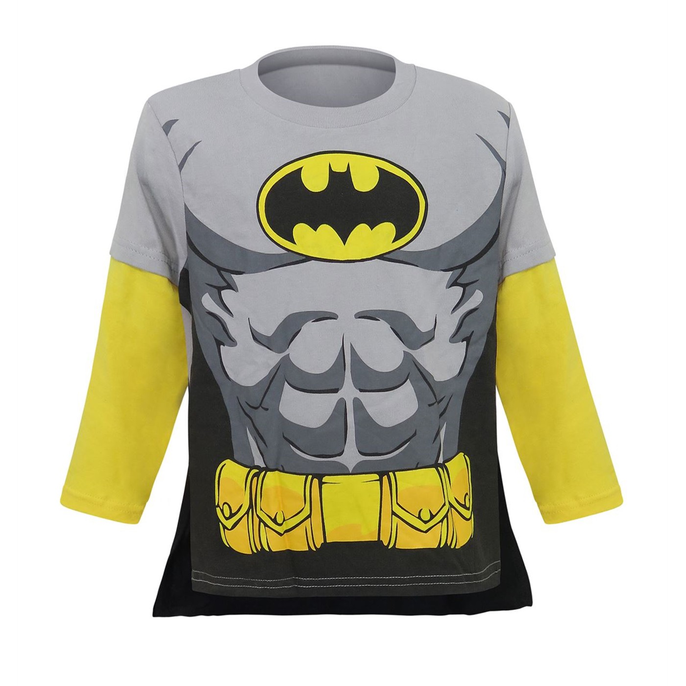 Batman Caped Kids Factory Second Long Sleeve T-Shirt, Grey