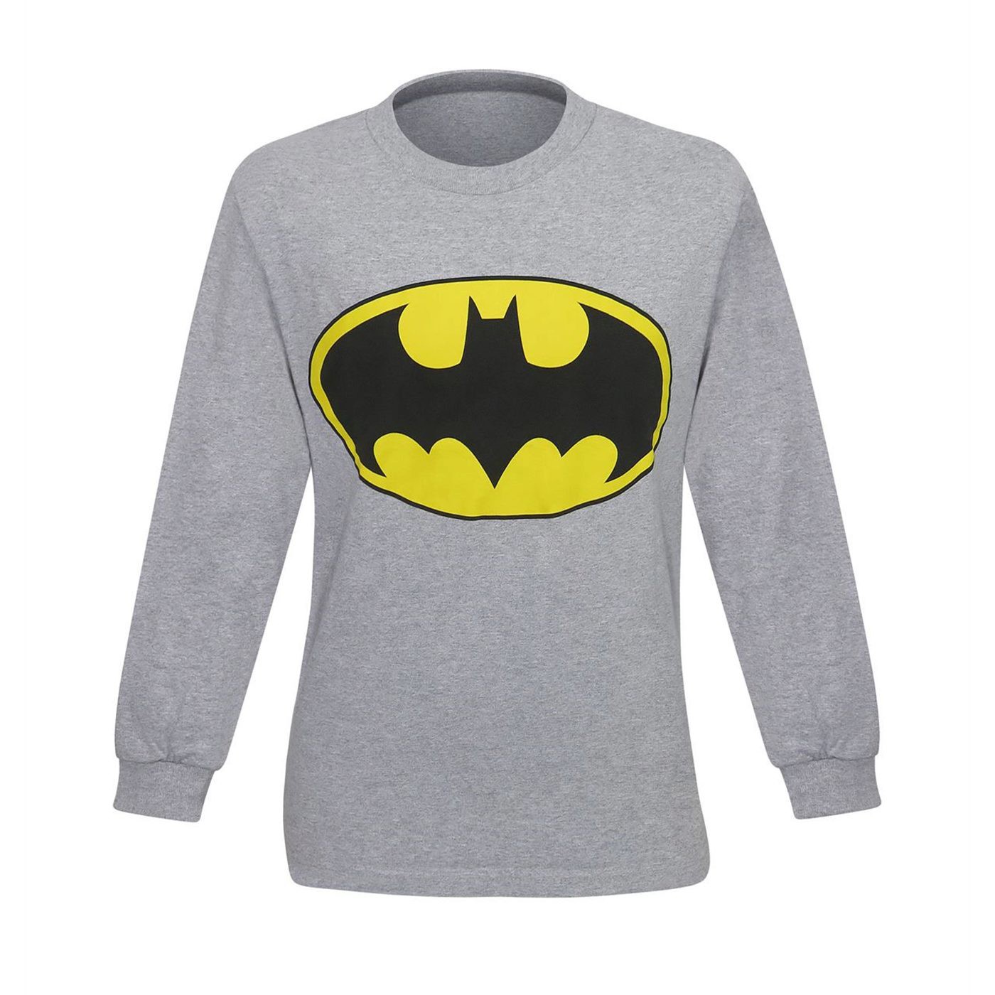 Batman Symbol Heather Gray Long-Sleeve Men's T-Shirt, Grey