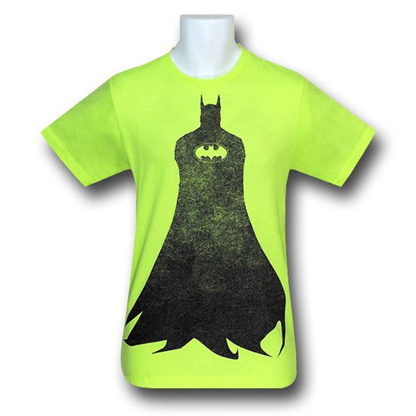 Batman Neon Yellow Grain Silhouette T-Shirt, Yellow