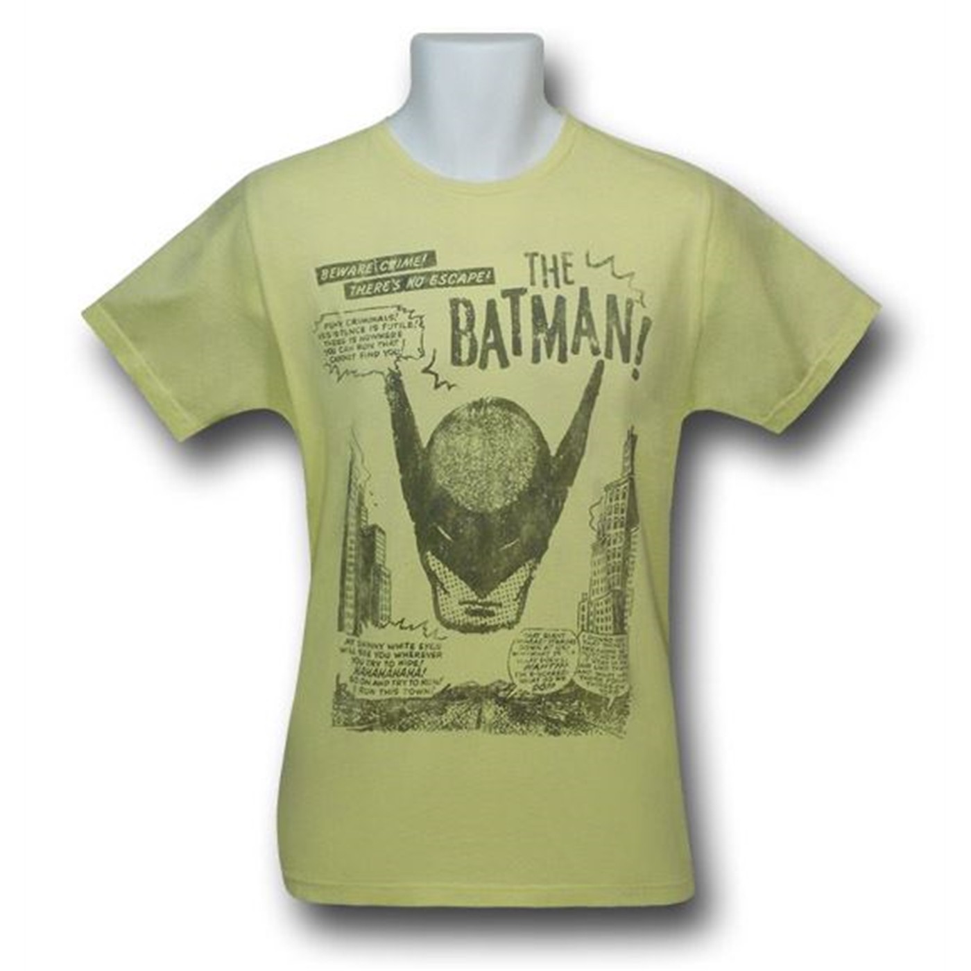 Batman Beware Crime Junk Food T-Shirt, Yellow