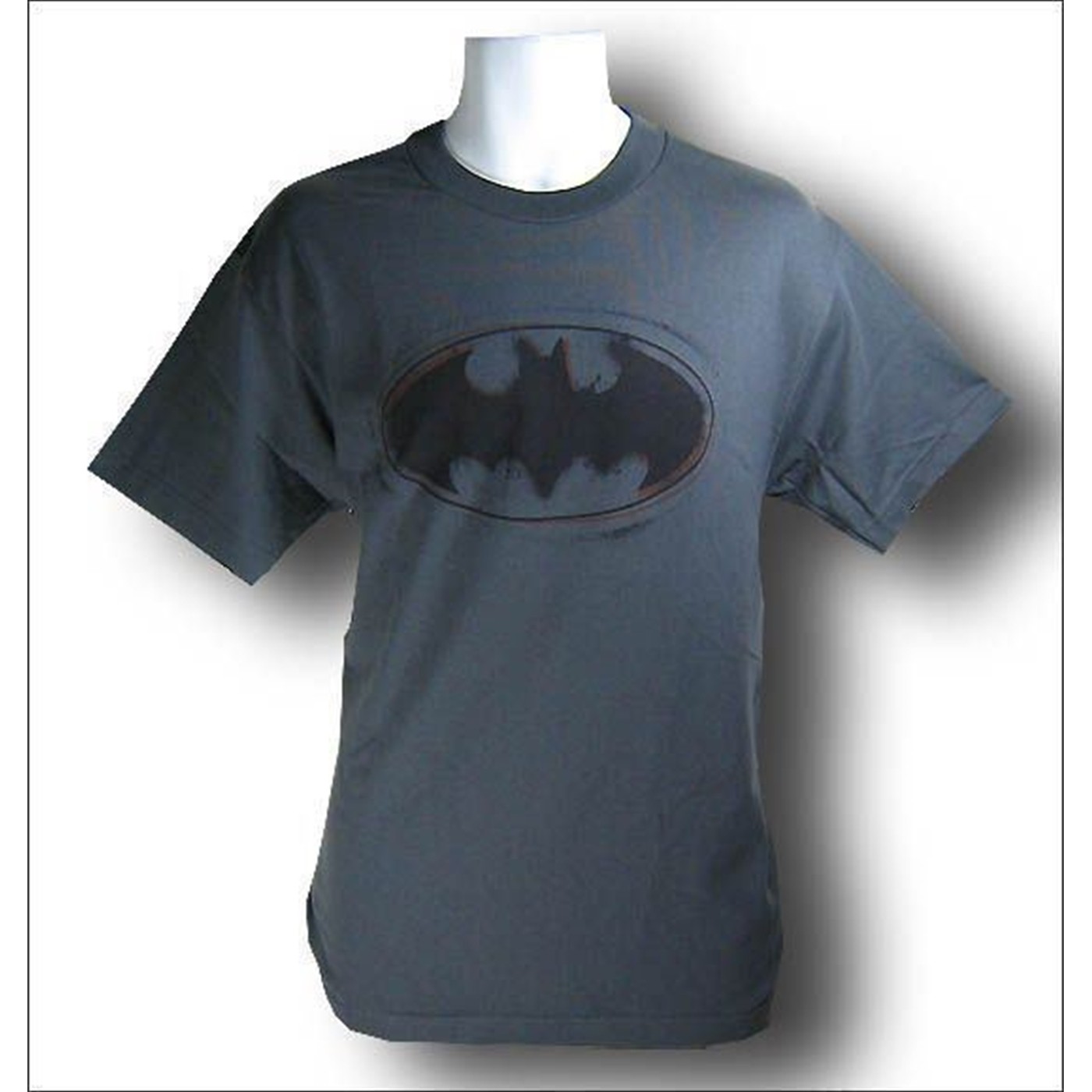 Batman Spray Paint Symbol Charcoal T-Shirt, Grey