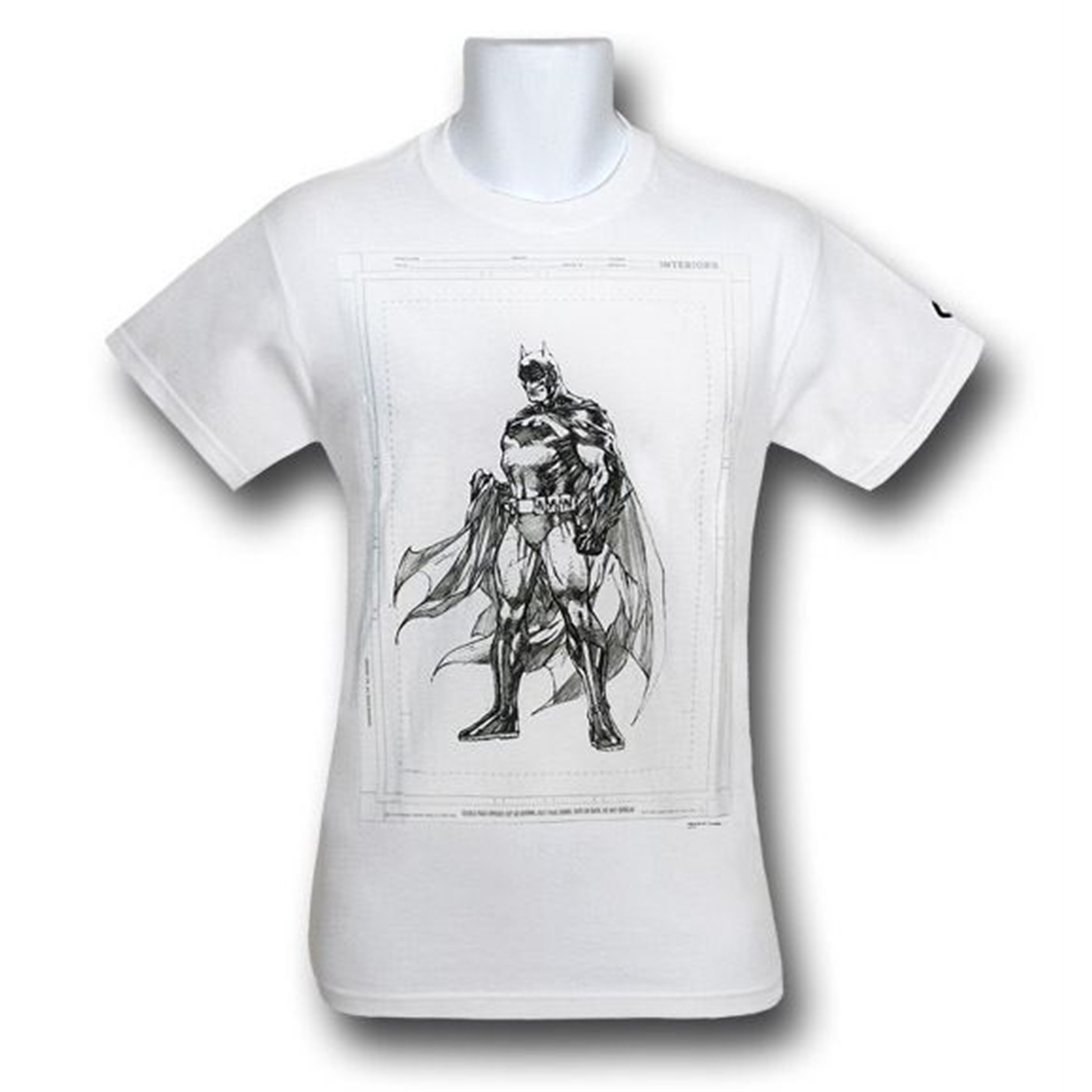 Batman Raw Jim Lee Sketch T-Shirt, White