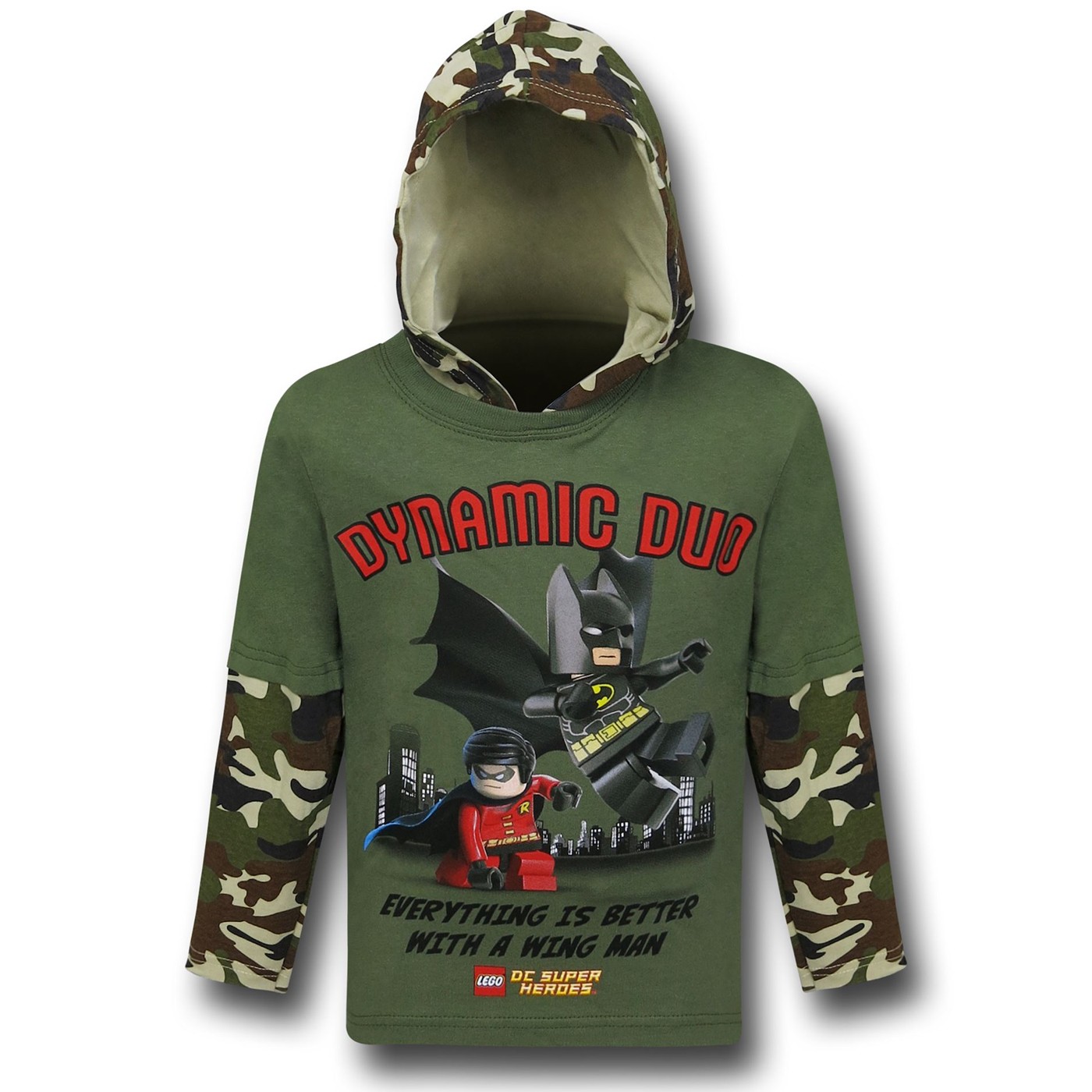 Lego Batman & Robin Duo Double-Sleeve T-Shirt, Green