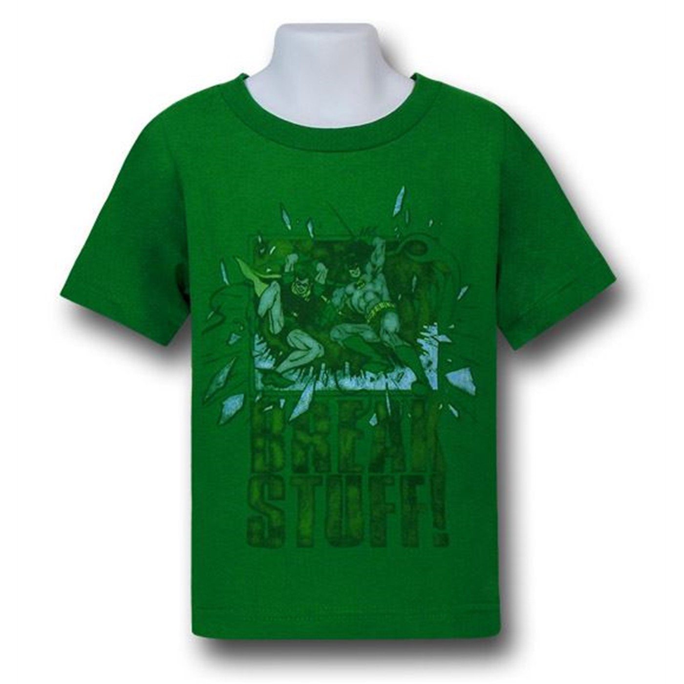 Batman and Robin Break Stuff Kids T-Shirt, Green