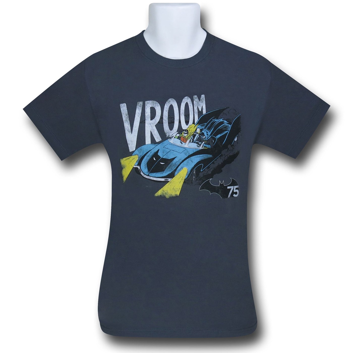 Batman Retro Batmobile VROOM T-Shirt, Grey