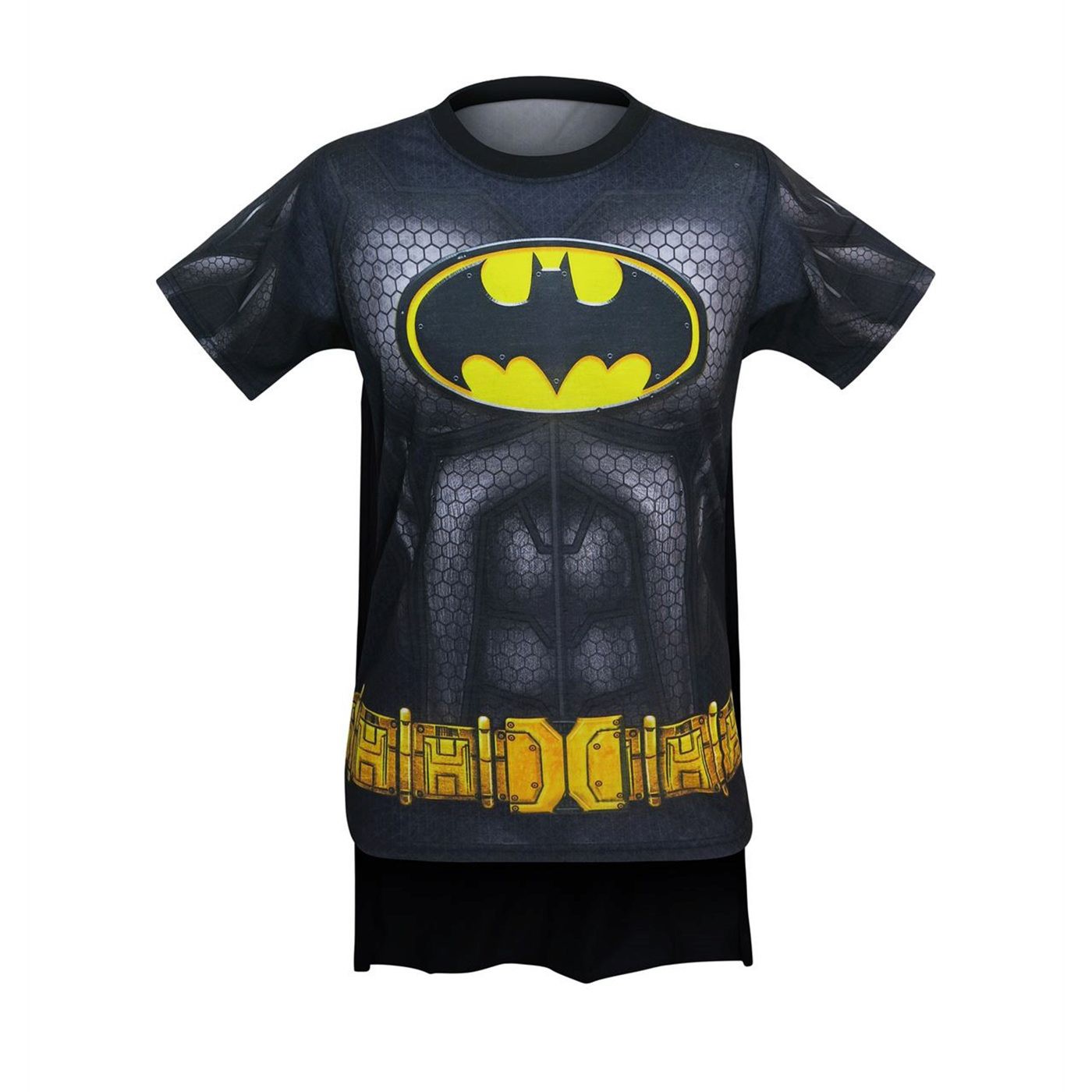 Batman Suit-Up Sublimated Caped Costume Kids T-Shirt, Black
