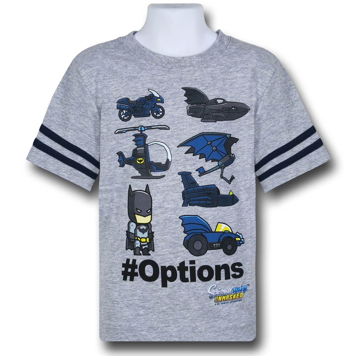 Batman Scribblenauts #OPTIONS Kids Athletic T-Shirt, Grey