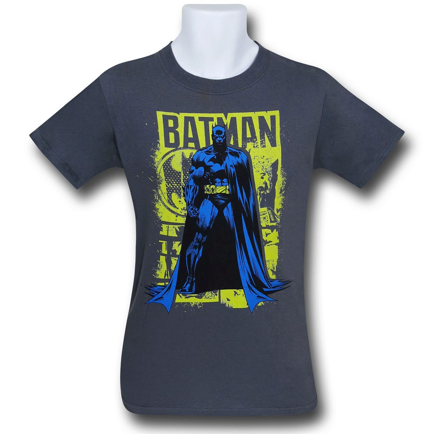 Batman Splatter Background Grey T-Shirt, Grey