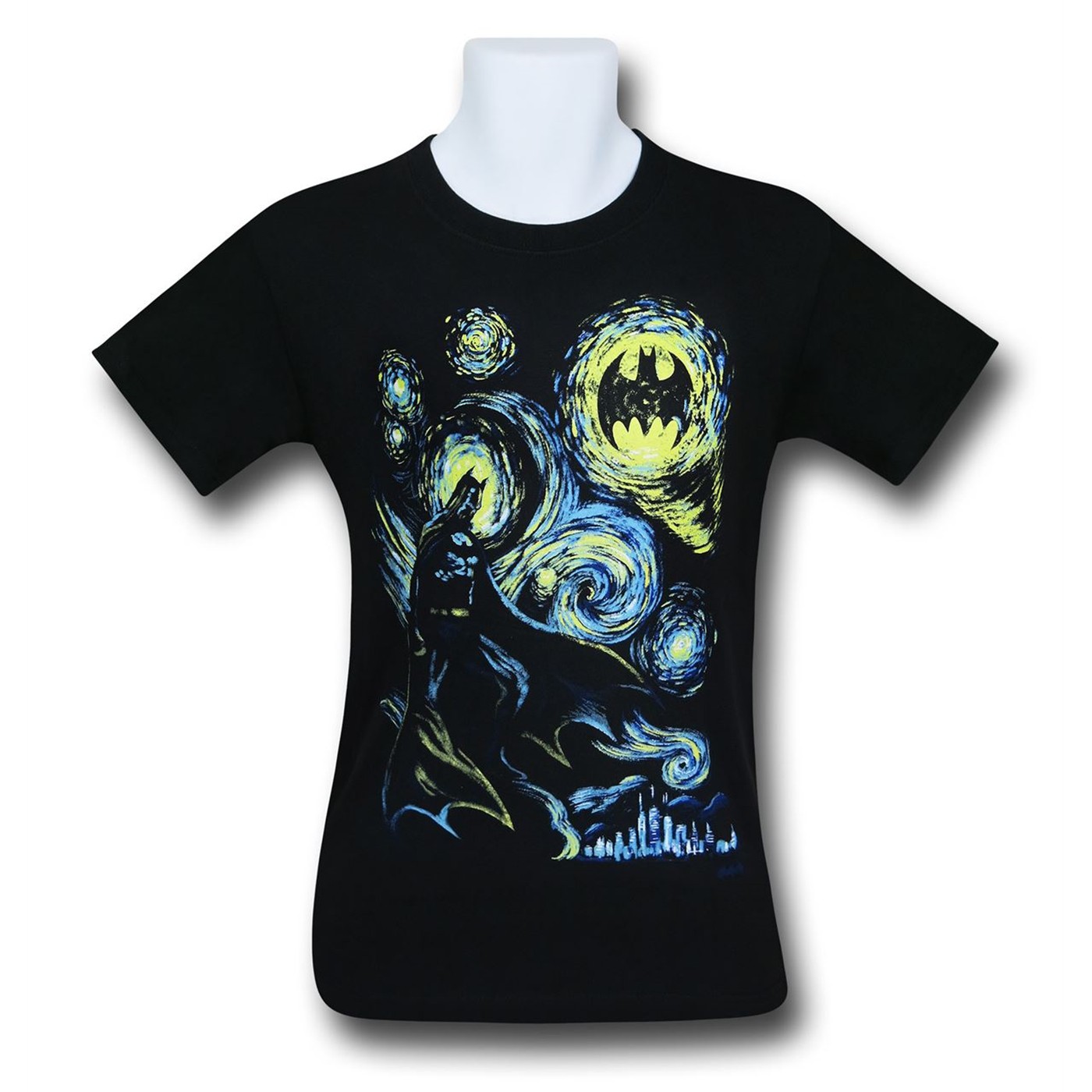 Batman Starry Night Abstract Men's T-Shirt, Black