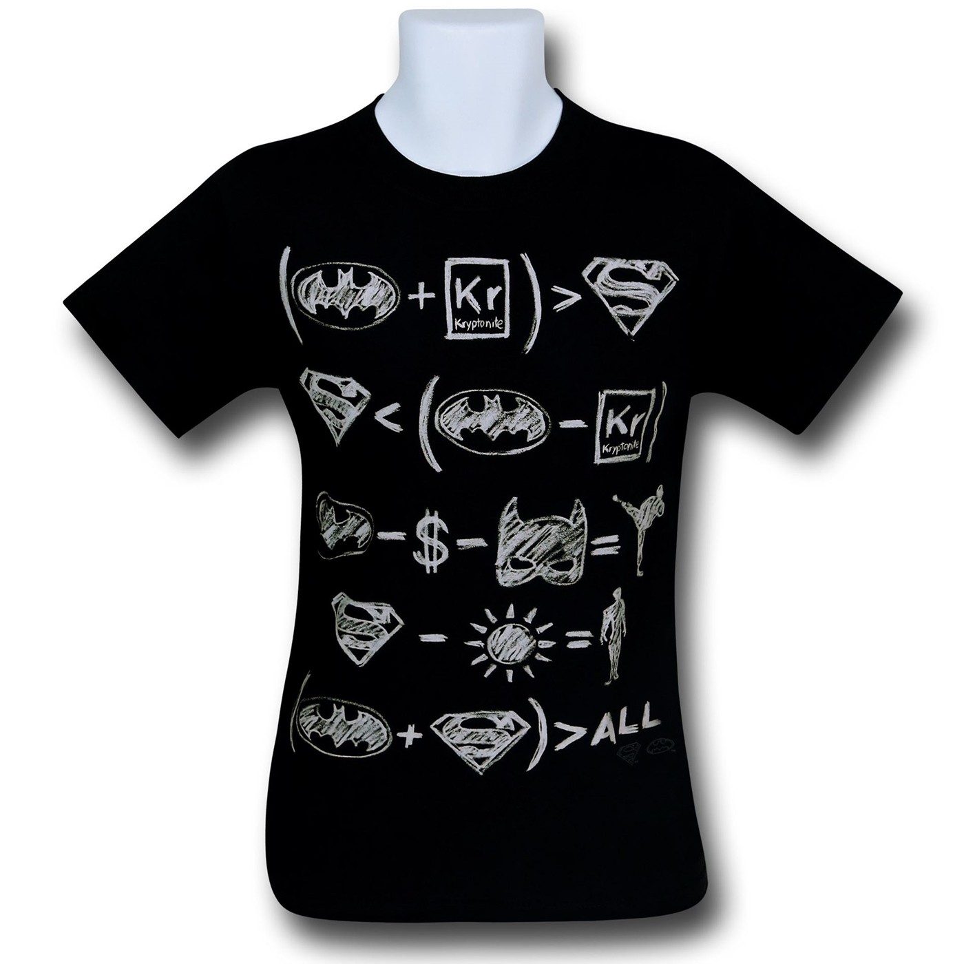 Batman Superman Hero Equations T-Shirt, Black