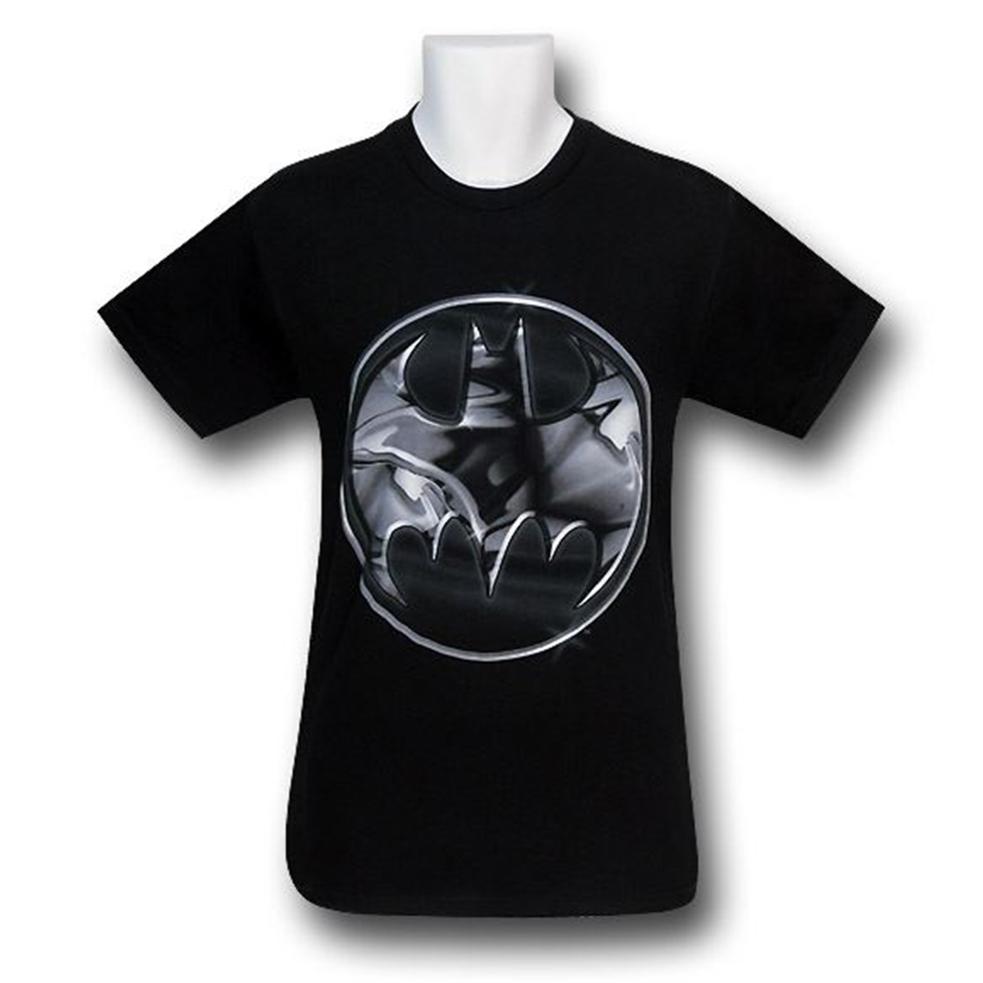 Batman Chrome Metal Symbol T-Shirt, Black