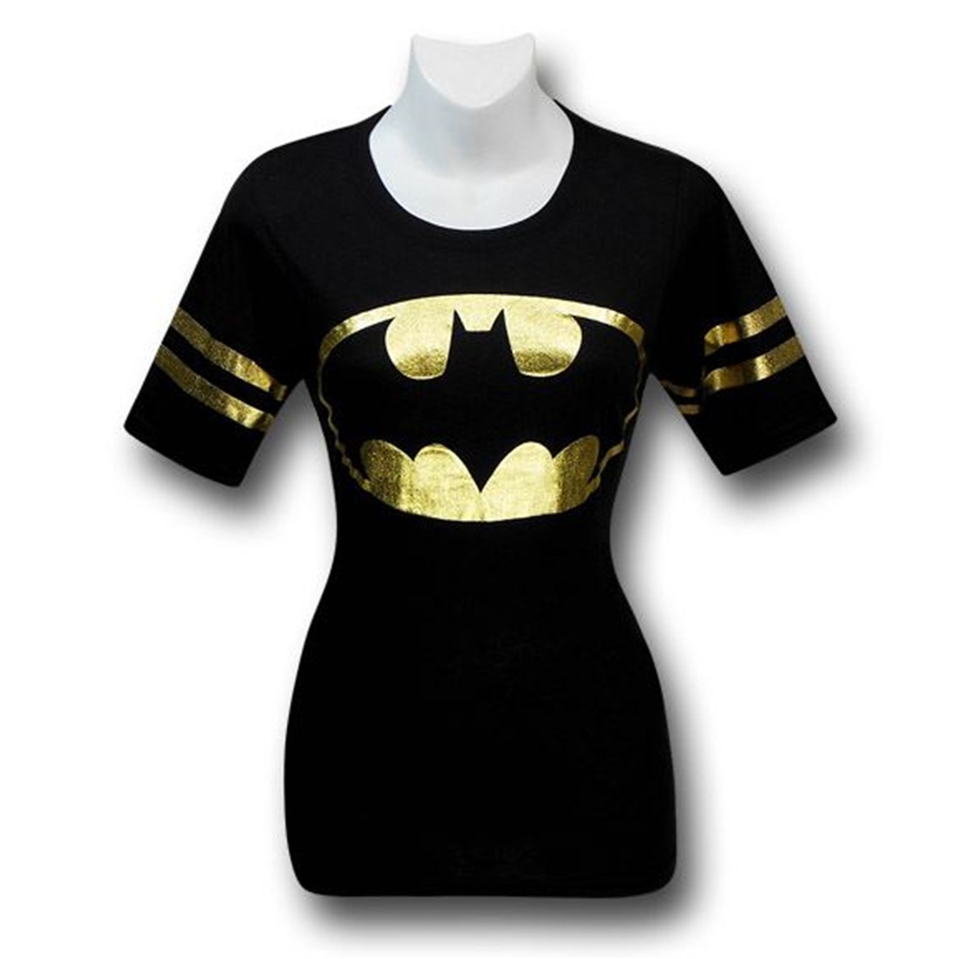 Batman Symbol Foil Women's Athletic T-Shirt, Black