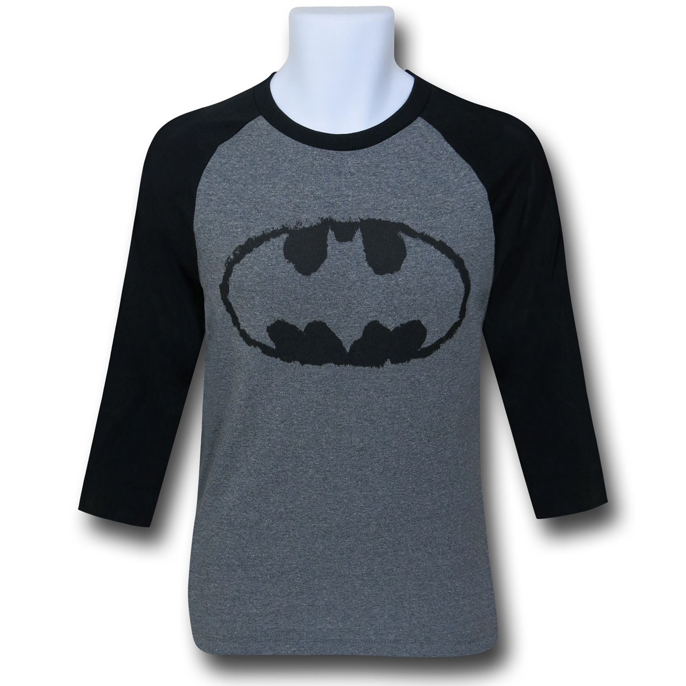 Batman Symbol Grey Baseball T-Shirt, Grey