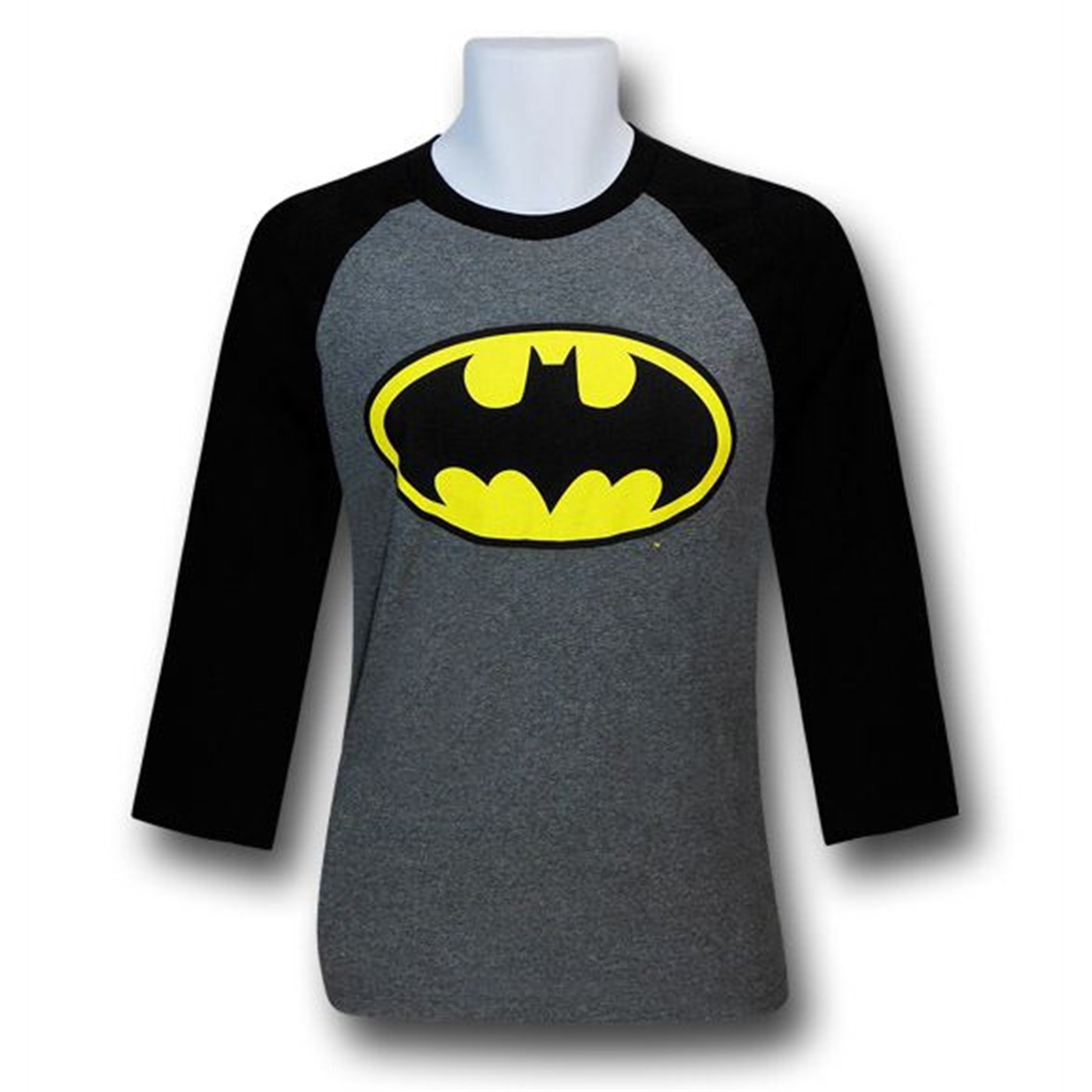 Batman Symbol Heather Grey Raglan T-Shirt, Grey