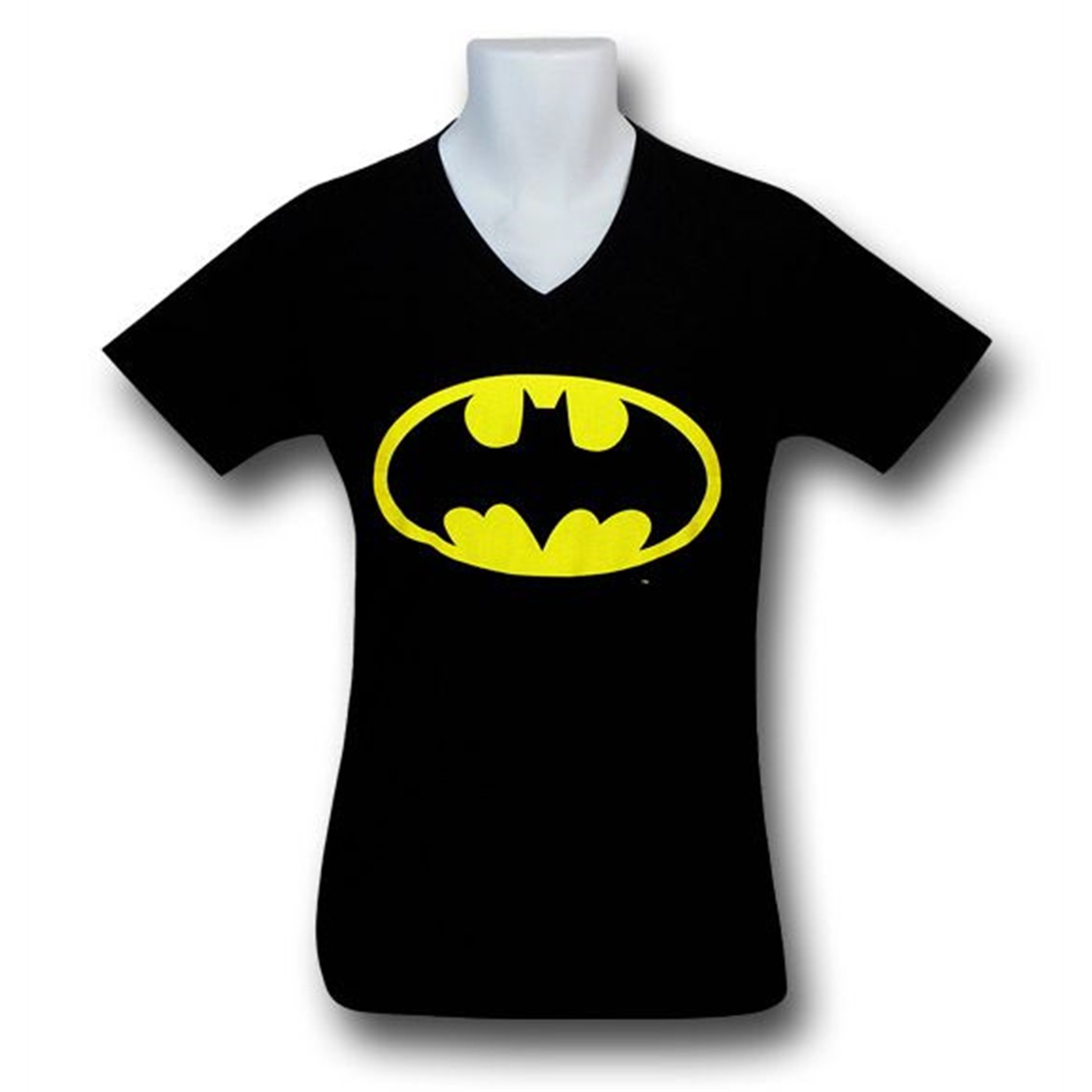 Batman Symbol V-Neck 30 Single T-Shirt, Black