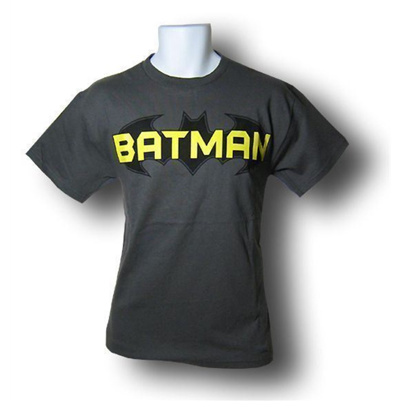 Batman Yellow Lettered Title Logo T-Shirt, Grey