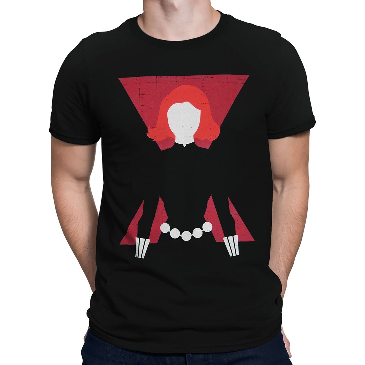 Black Widow and Symbol Minimalist Men's T-Shirt, Black