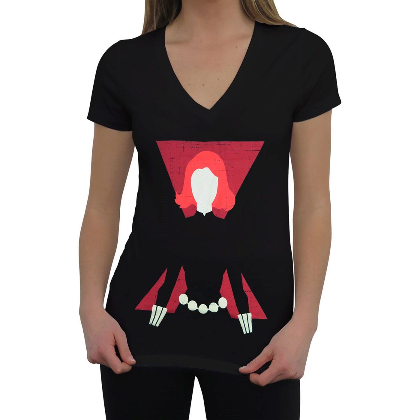 Black Widow Minimalist Women's V-Neck T-Shirt, Black