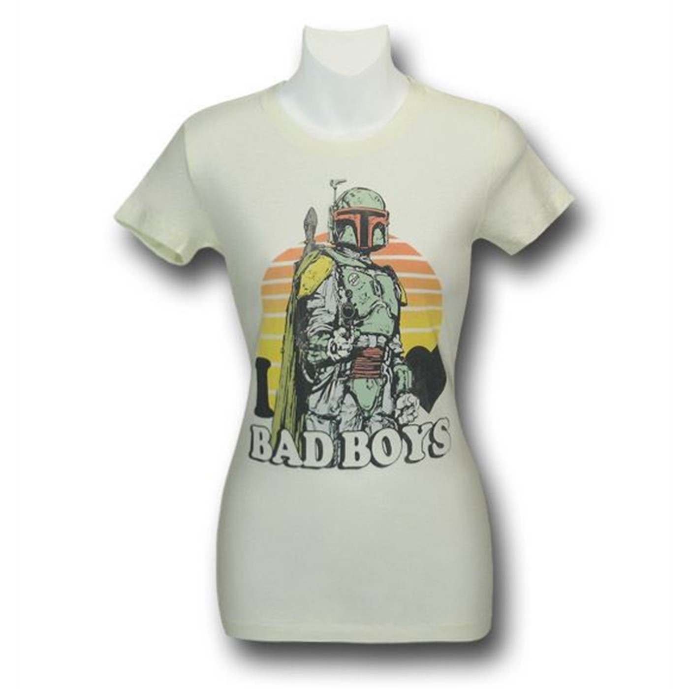 Boba Fett I Love Bad Boys Jr Womens T-Shirt, White
