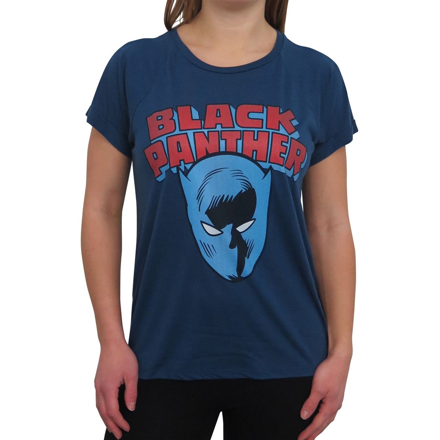 Black Panther Classic Women's Rolled Sleeve T-Shirt, Blue