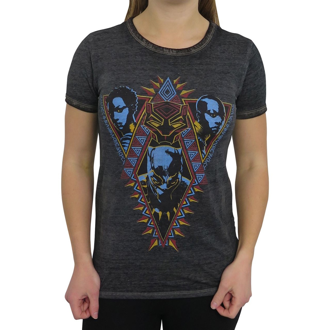 Black Panther Movie Trio Women's Ringer T-Shirt, Grey
