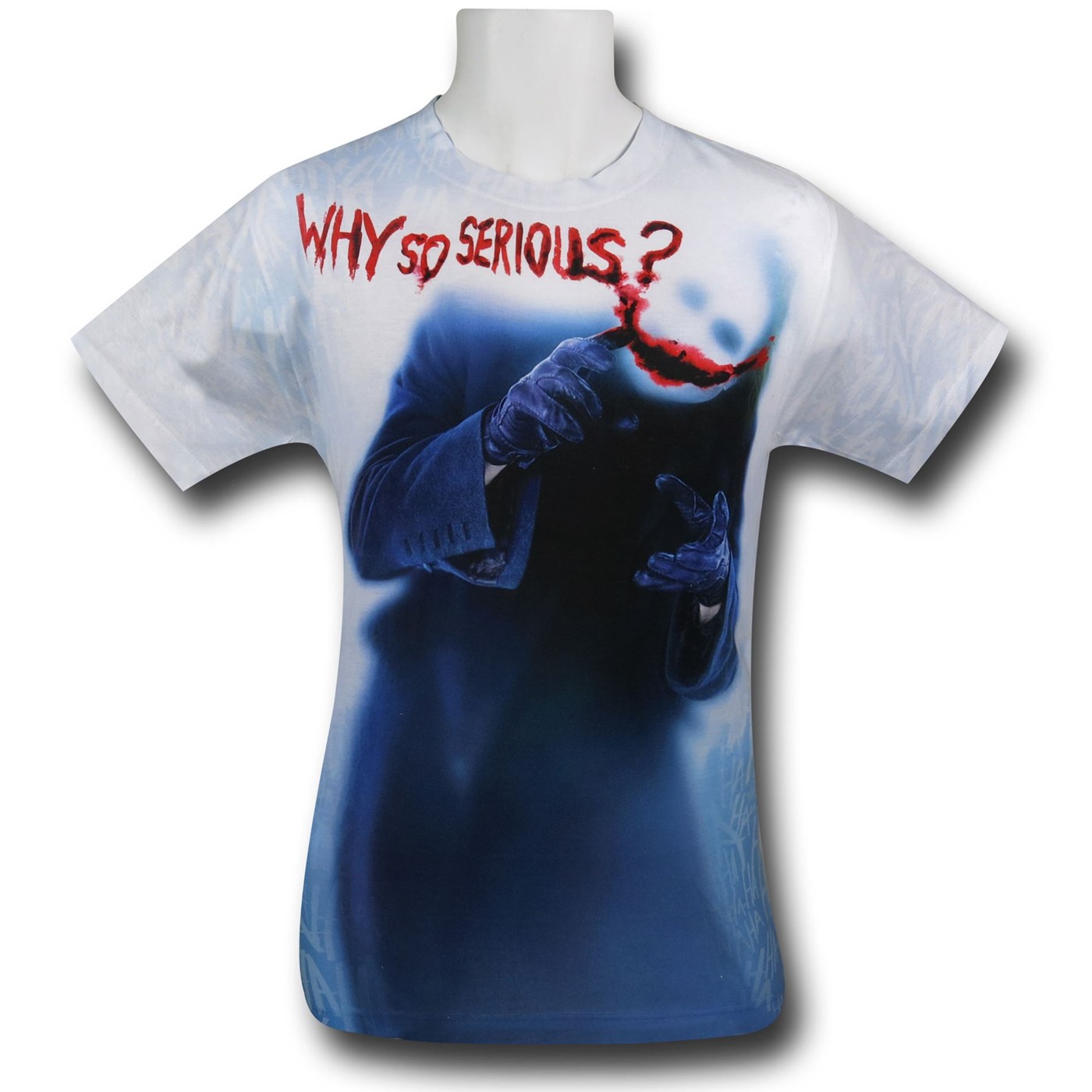Batman Dark Knight Joker Serious Sublimated T-Shirt, White