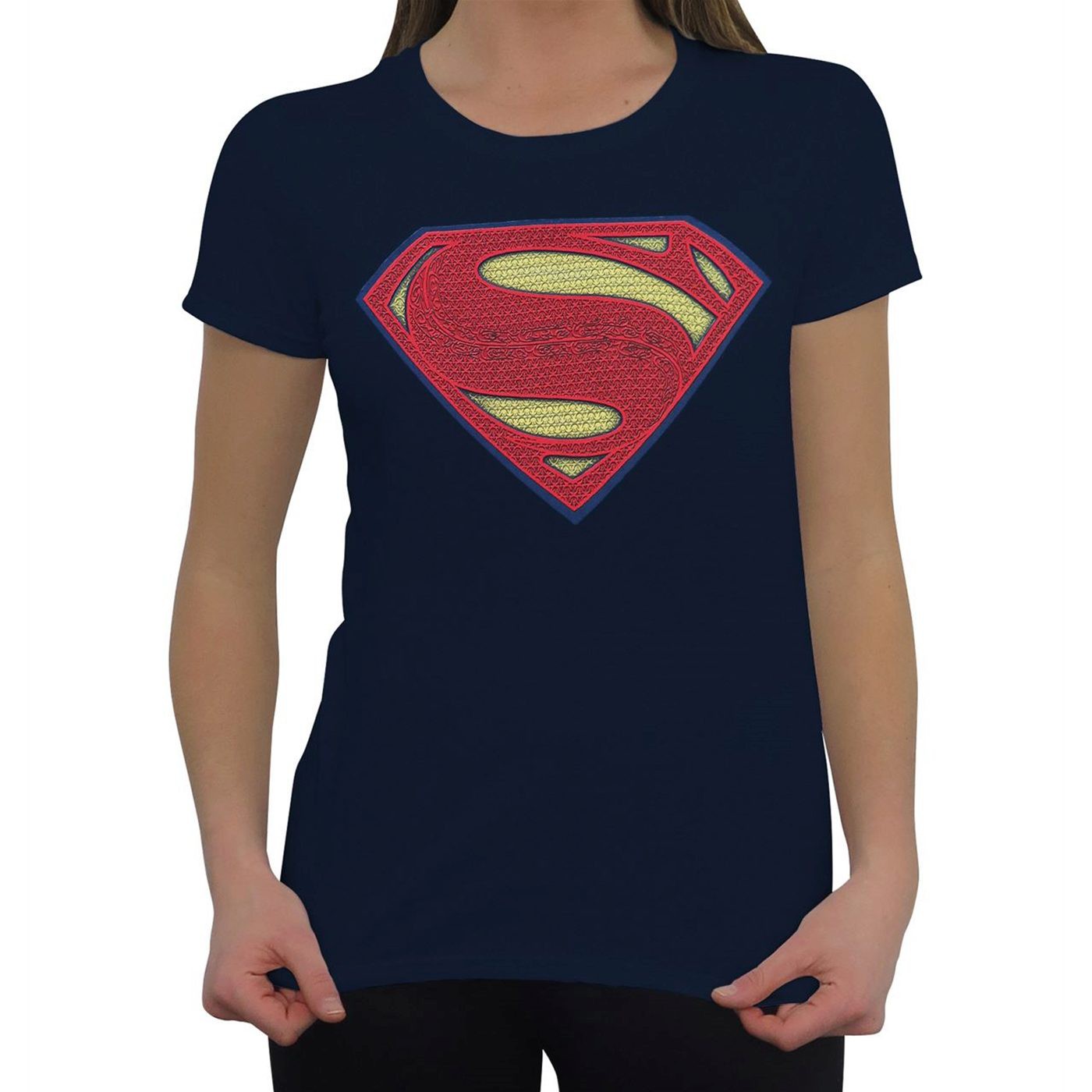 BVS Women's Superman Symbol T-Shirt, Blue