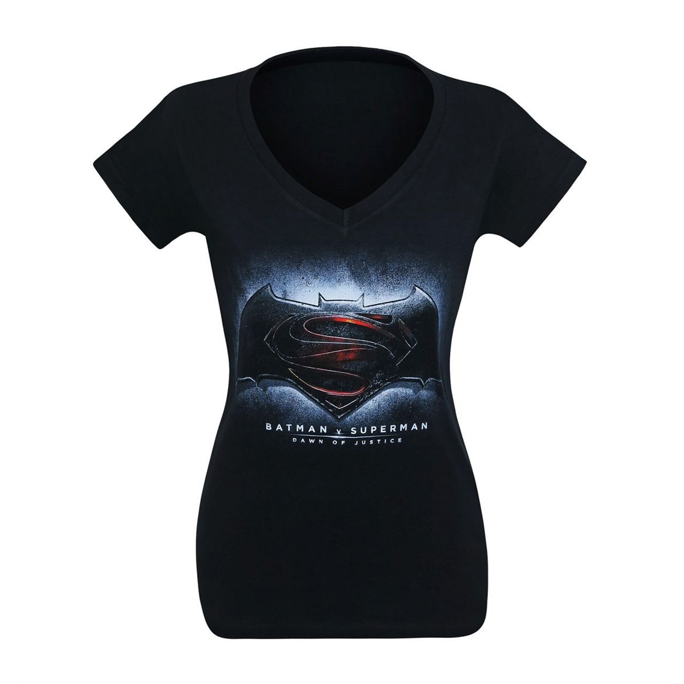 Batman Vs Superman Symbol Women's V-Neck T-Shirt, Black