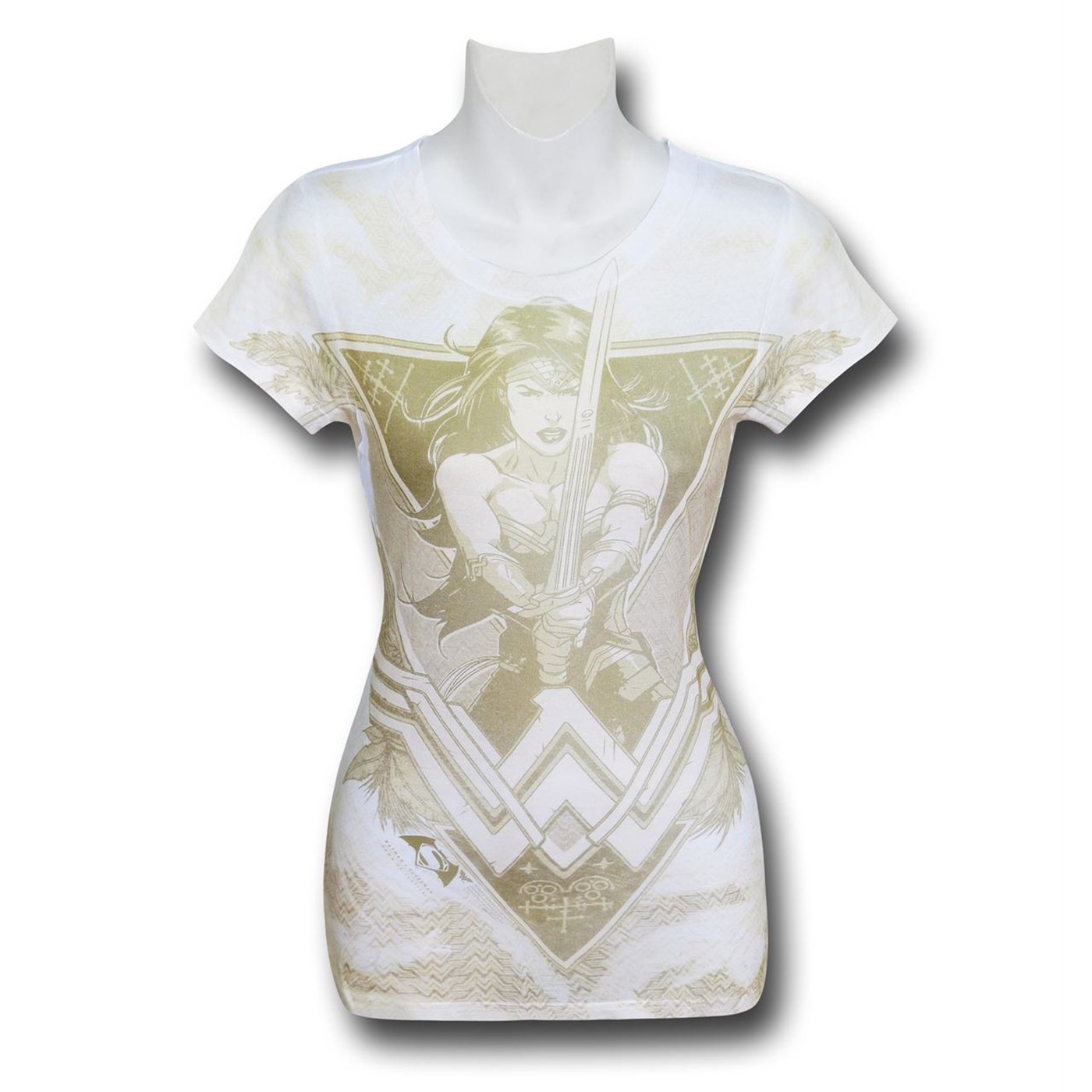 Wonder Woman Sublimated Gold-Tone Women's T-Shirt, White