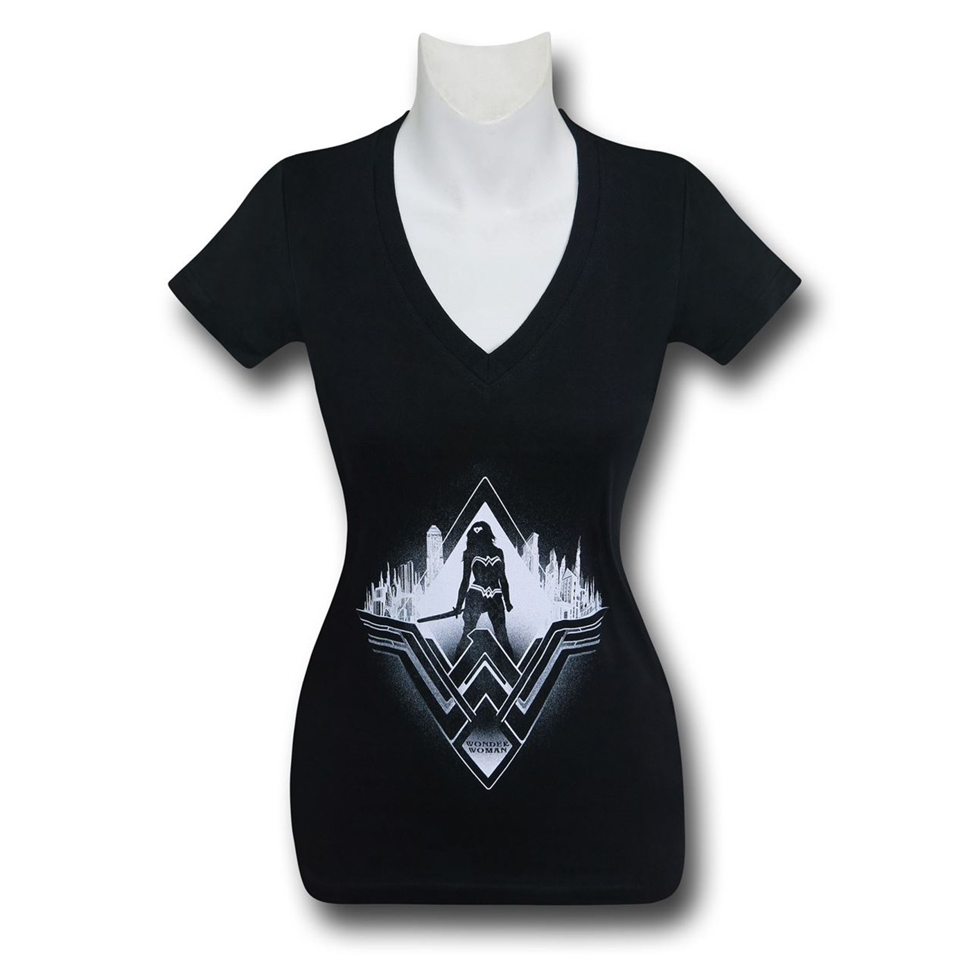 Batman Vs Superman Wonder Woman Warrior Women's V-Neck T-Shirt, Black
