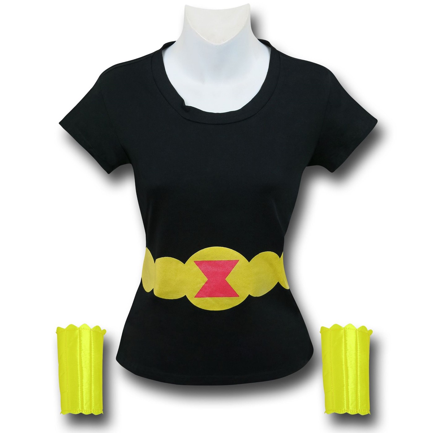 Black Widow Women's Costume T-Shirt w/ Bracers, Black