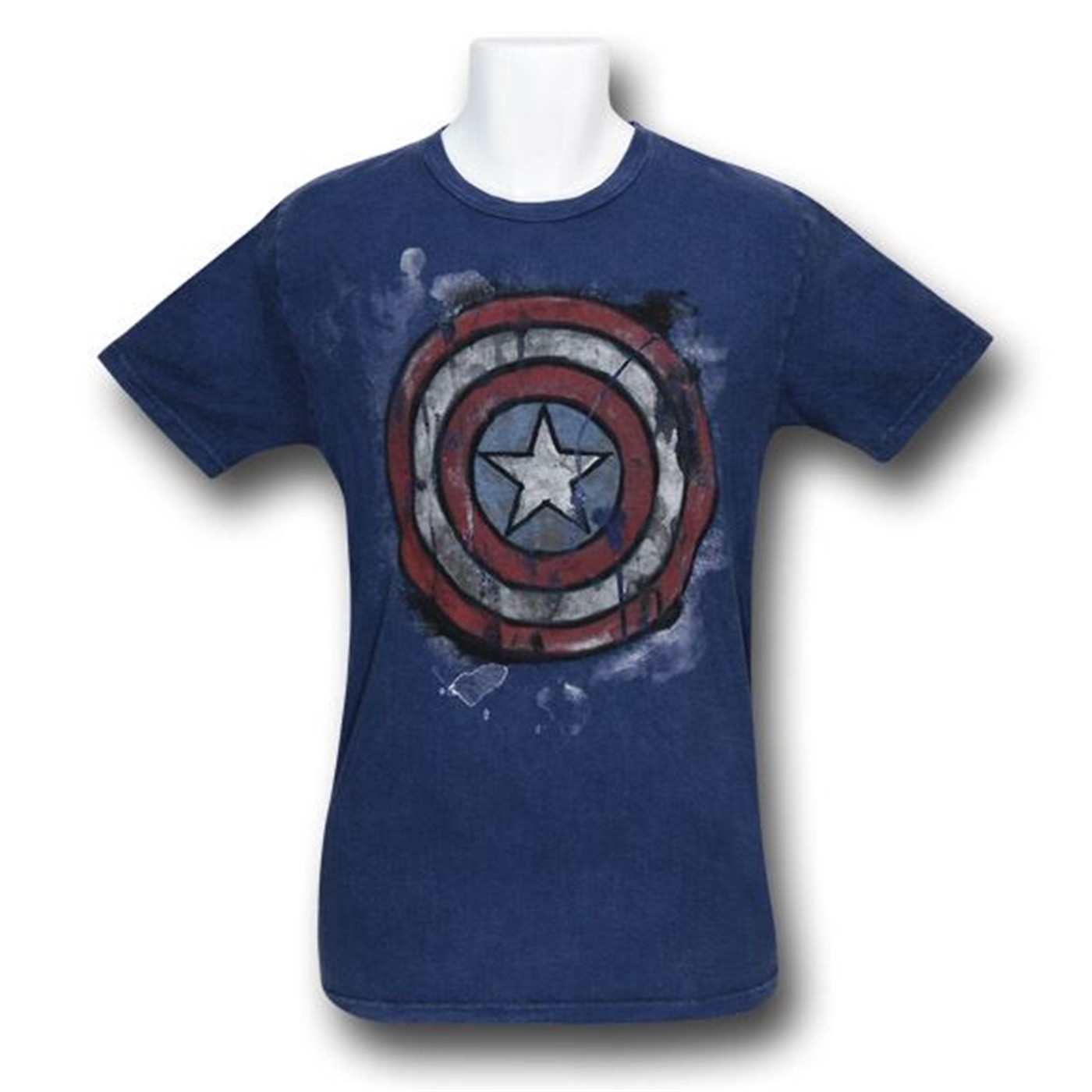 Captain America Acid Wash Symbol T-Shirt, Blue