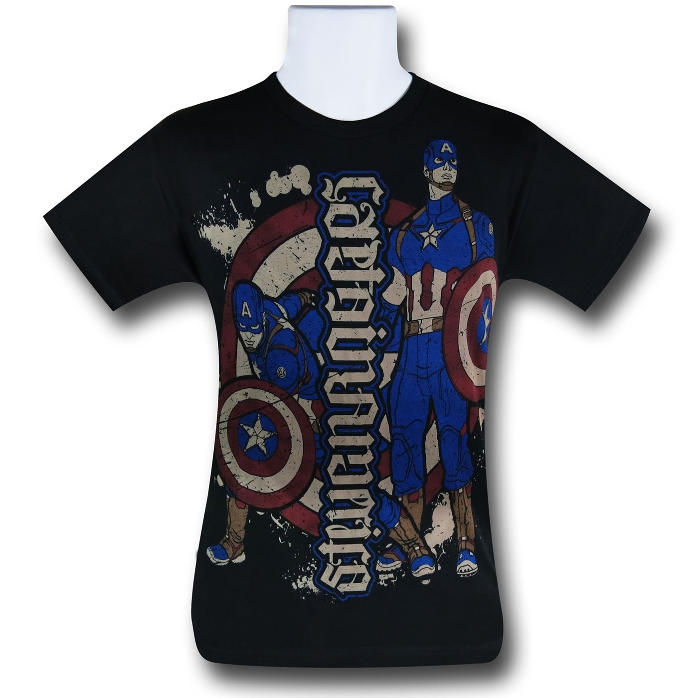Captain America AoU Red Chapter Ambigram T-Shirt, Black