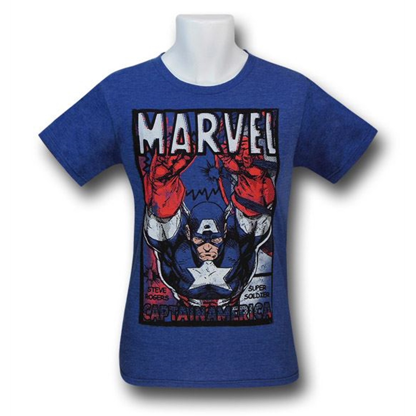Captain America Planking 30 Single T-Shirt, Blue